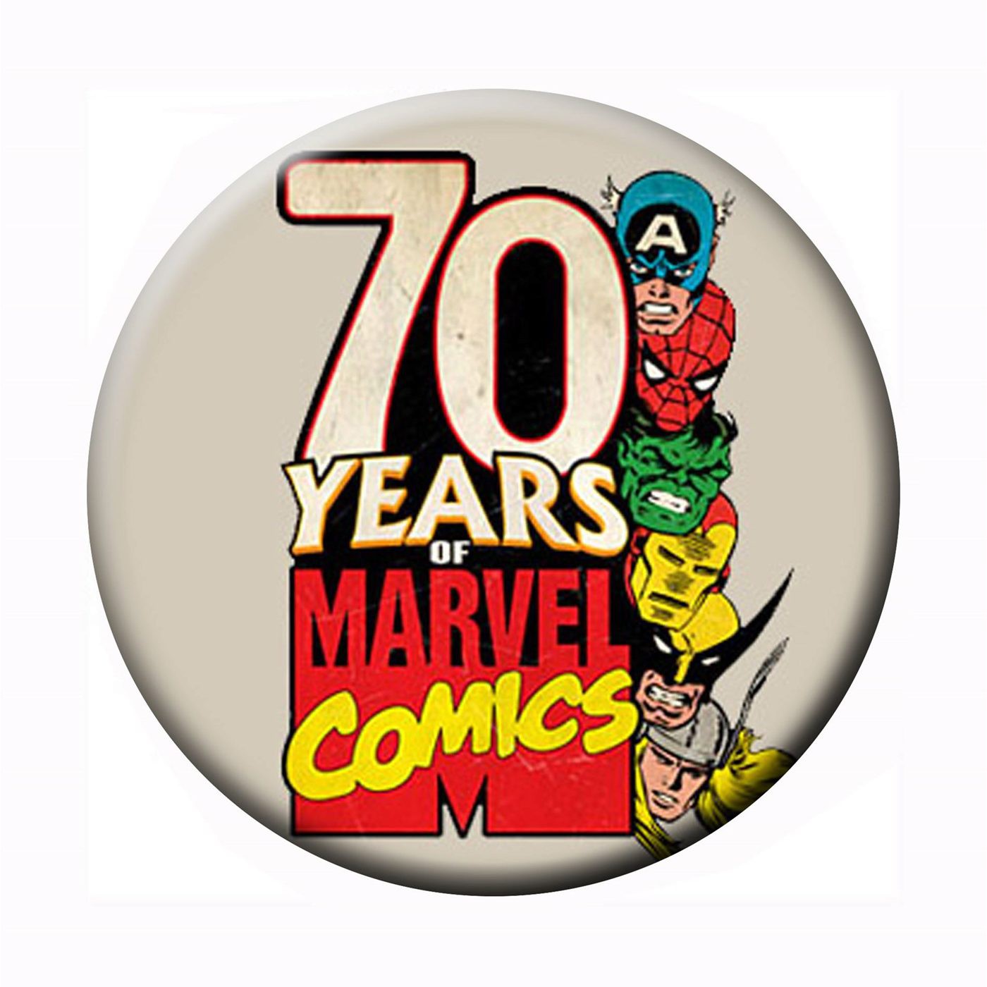 70 Years Marvel Comics Button, White