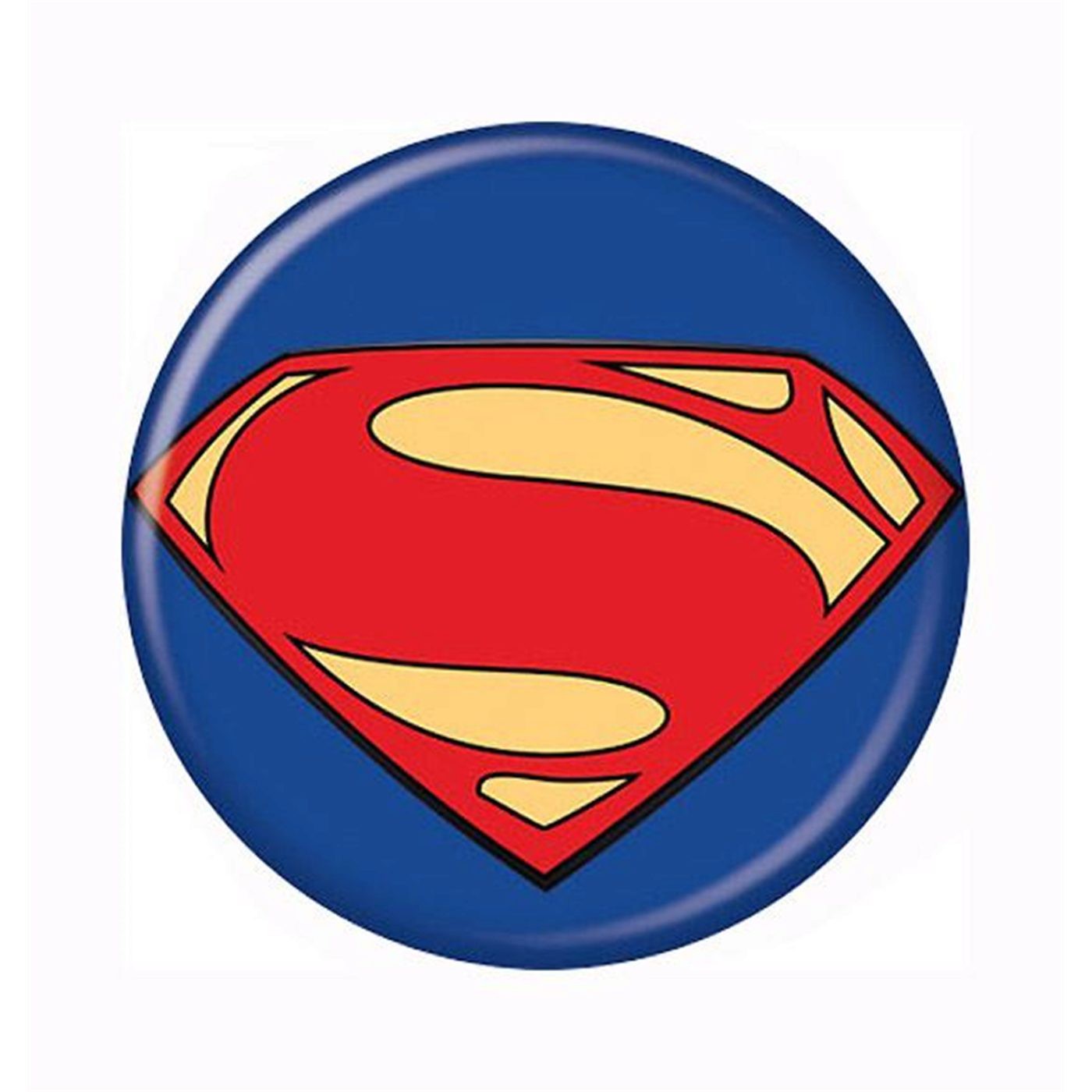 Superman Man of Steel Symbol on Royal Button, Blue