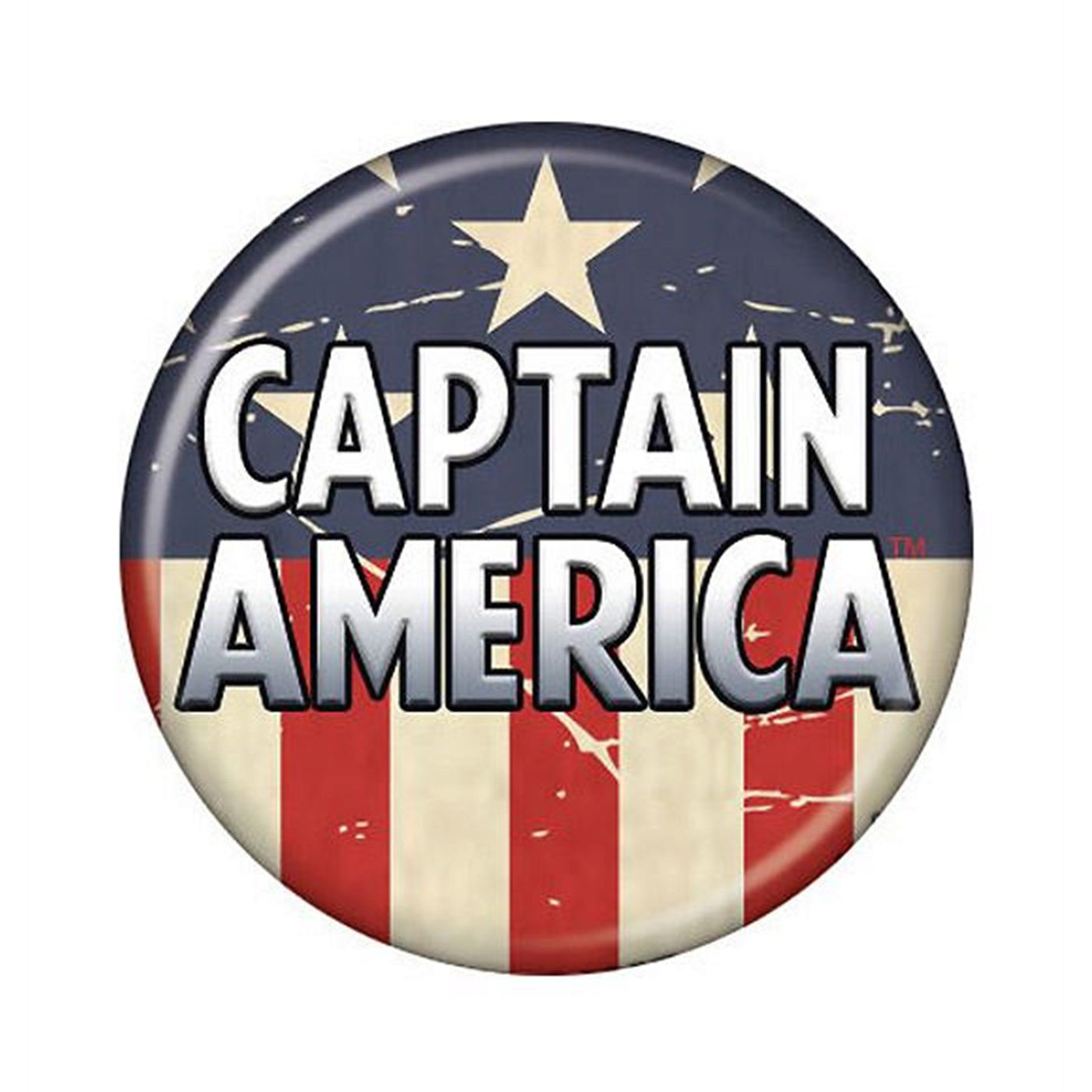 Captain America Distressed Old-School Button, White