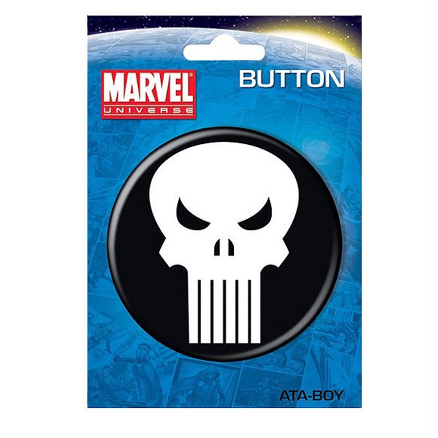 Punisher Skull 3' Button, White