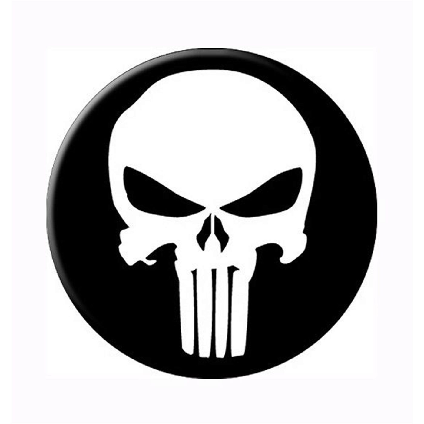 Punisher Movie White Skull Button, White