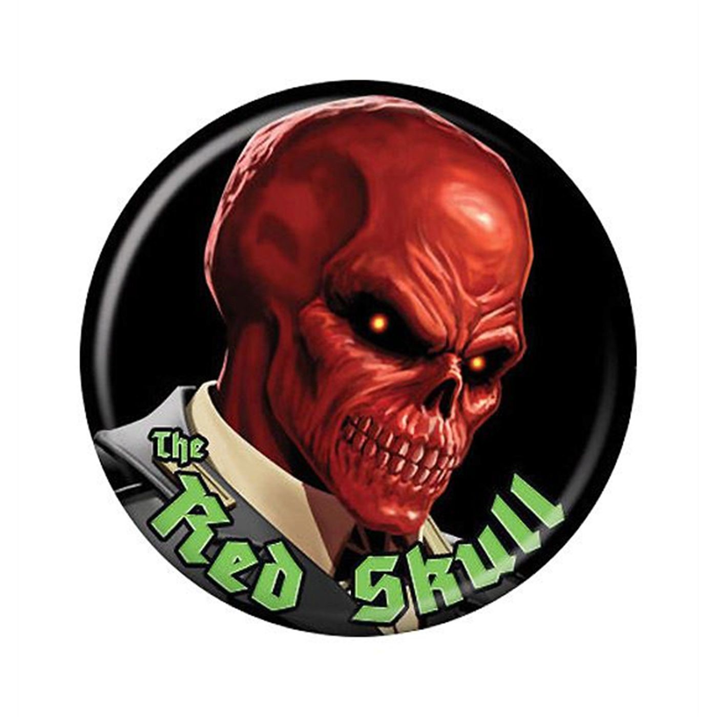 Red Skull Button, White