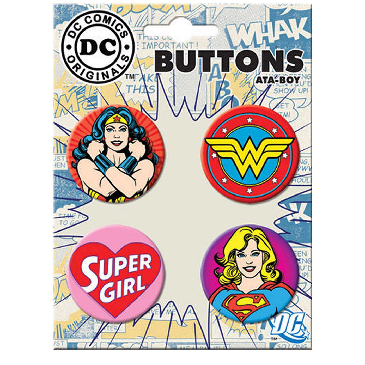 Wonder Woman Supergirl Button Set, Red
