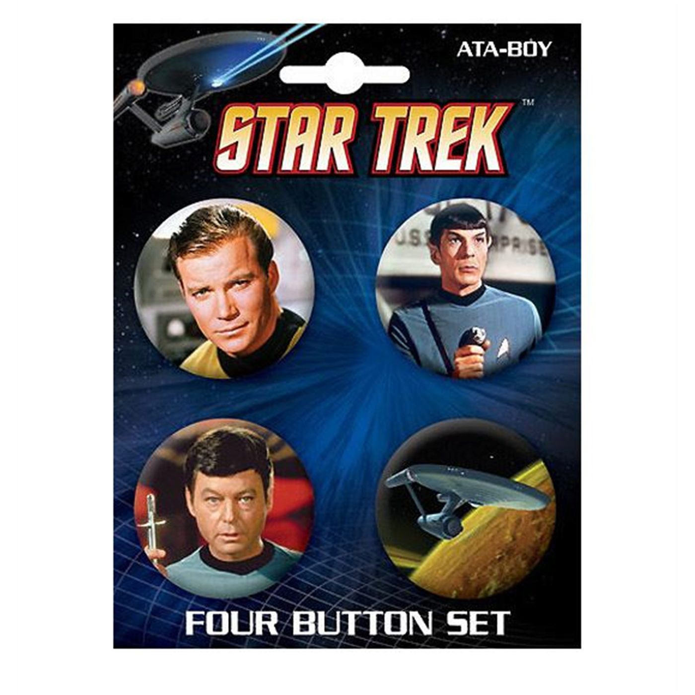 Star Trek Enterprise & Main Cast Button Set, White