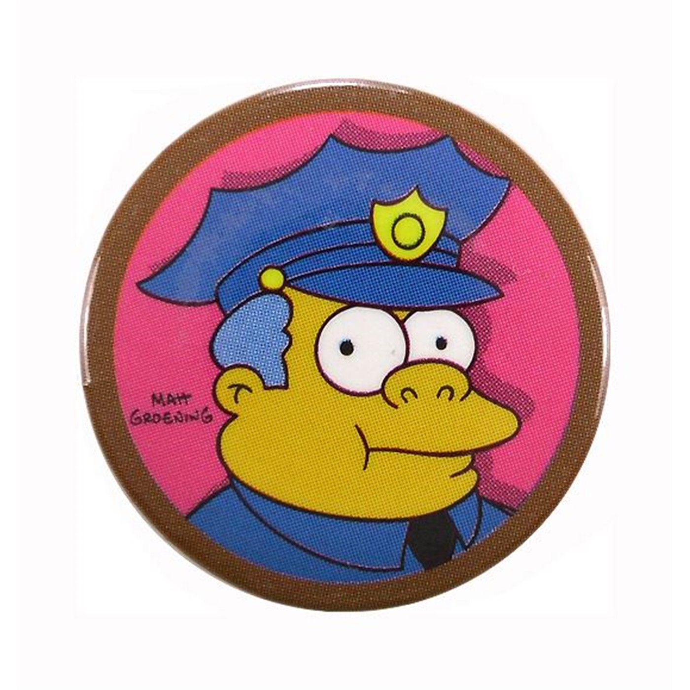 Simpsons Chief Wiggum Button, White