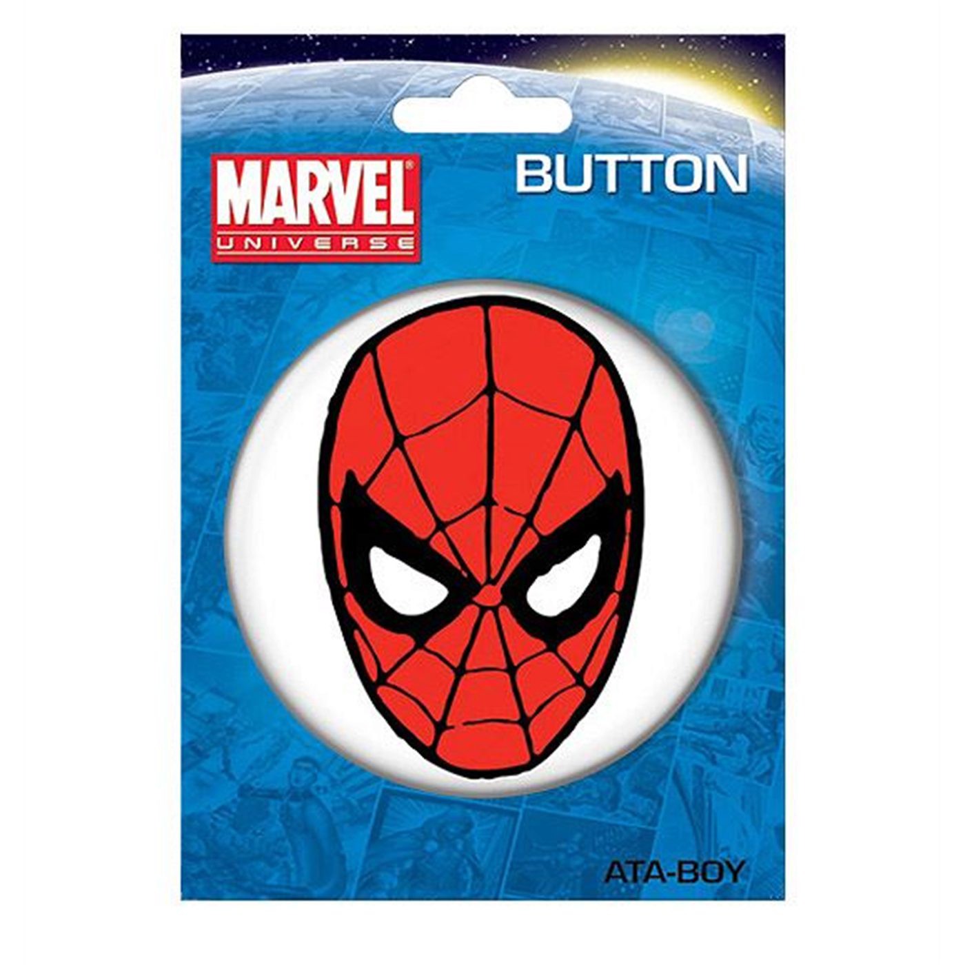 Spiderman Face 3' Button, White