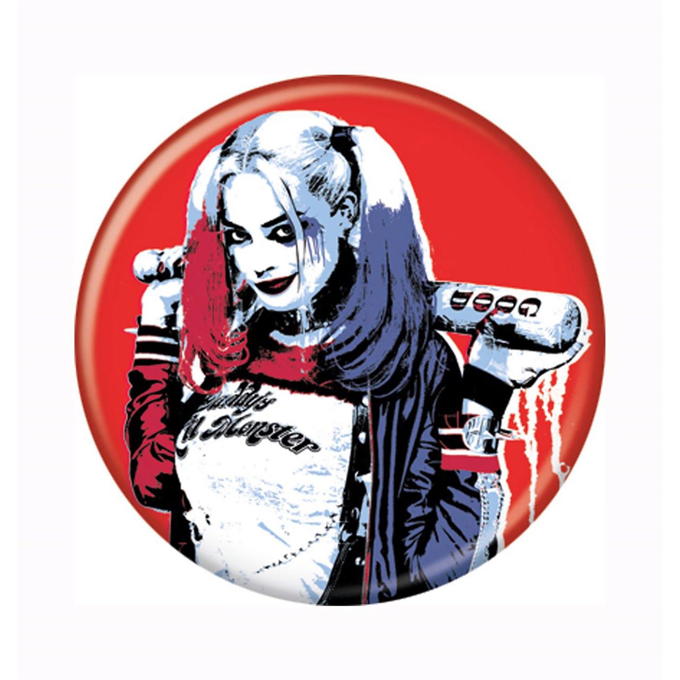 Suicide Squad Harley Quinn Batter Button, Red