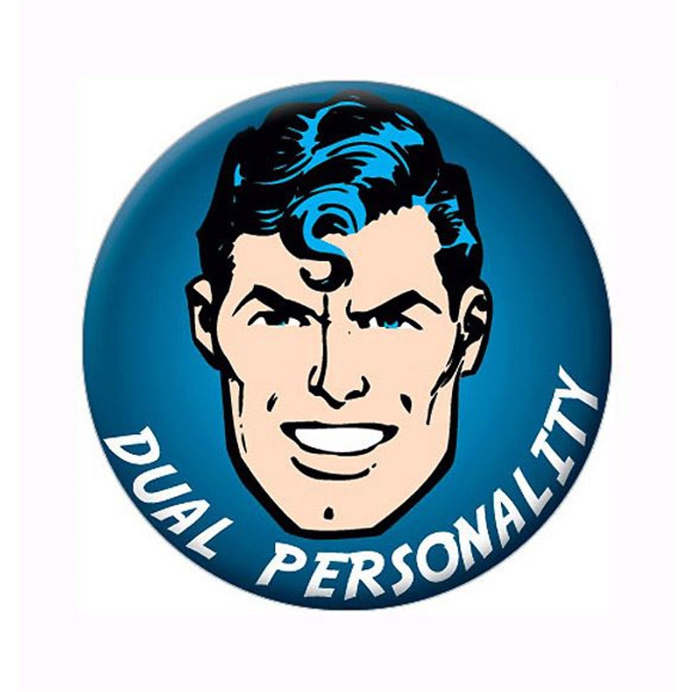 Superman Dual Personality Button, White