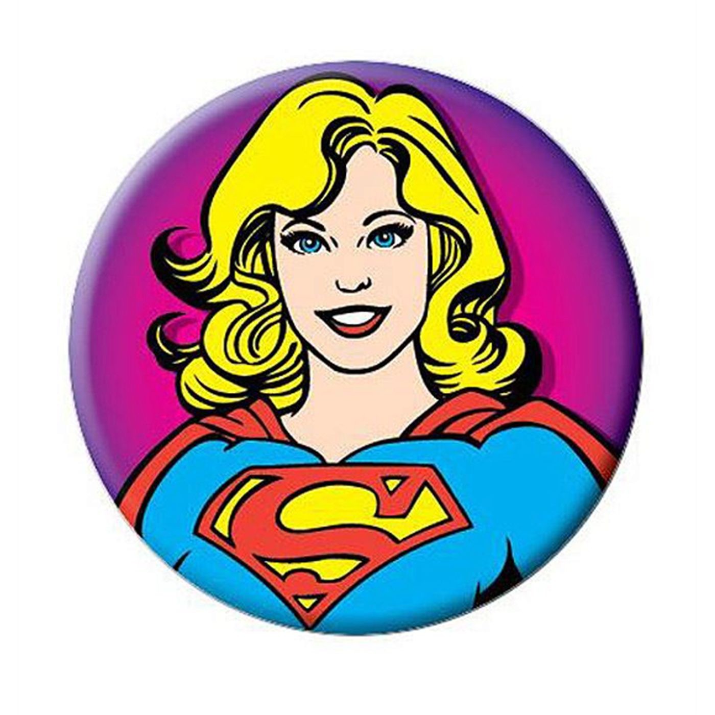 Supergirl Hotty Face Button, White