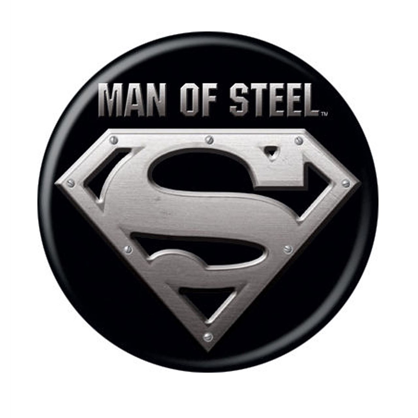 Superman Man of Steel Black Button, Black