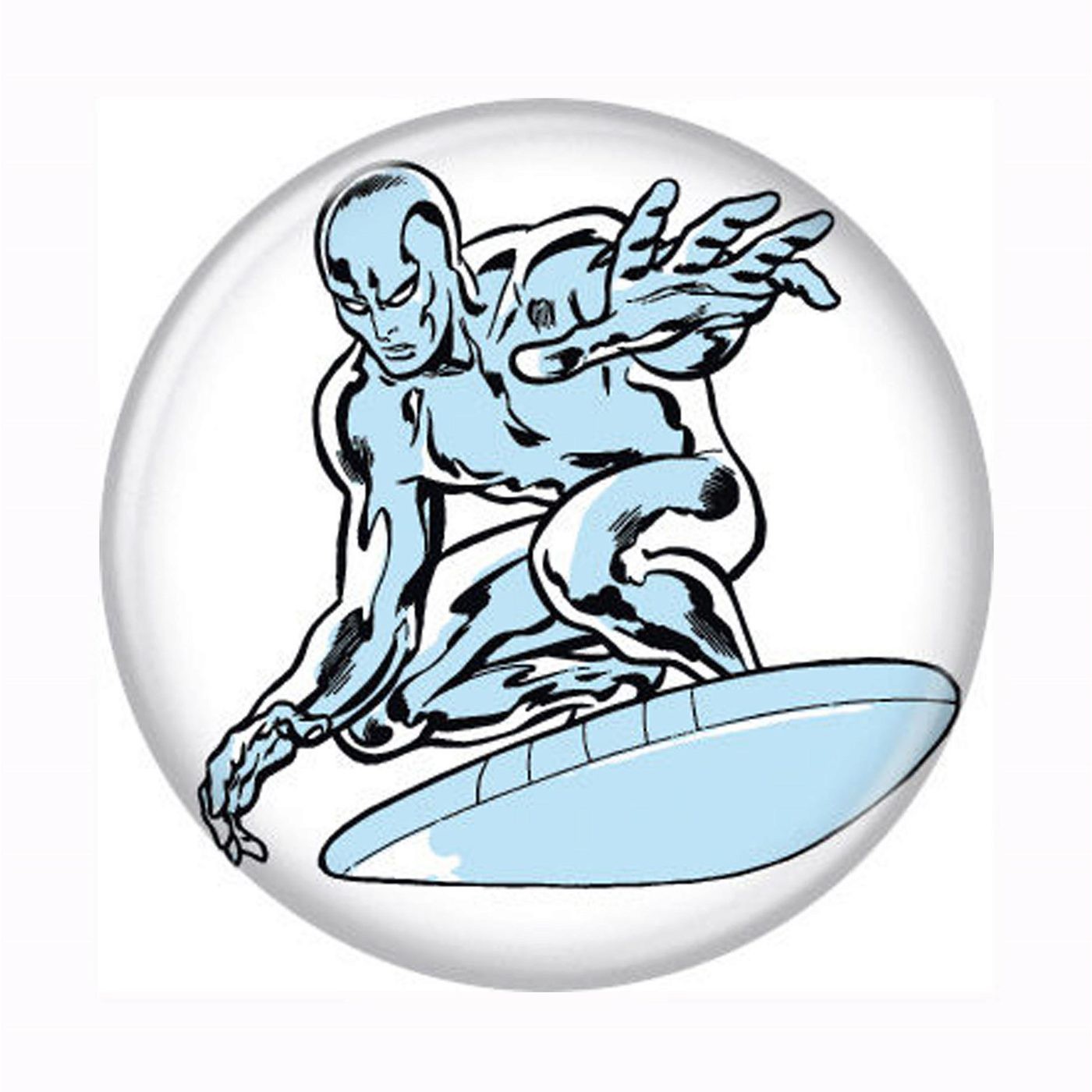 Silver Surfer White Button, White