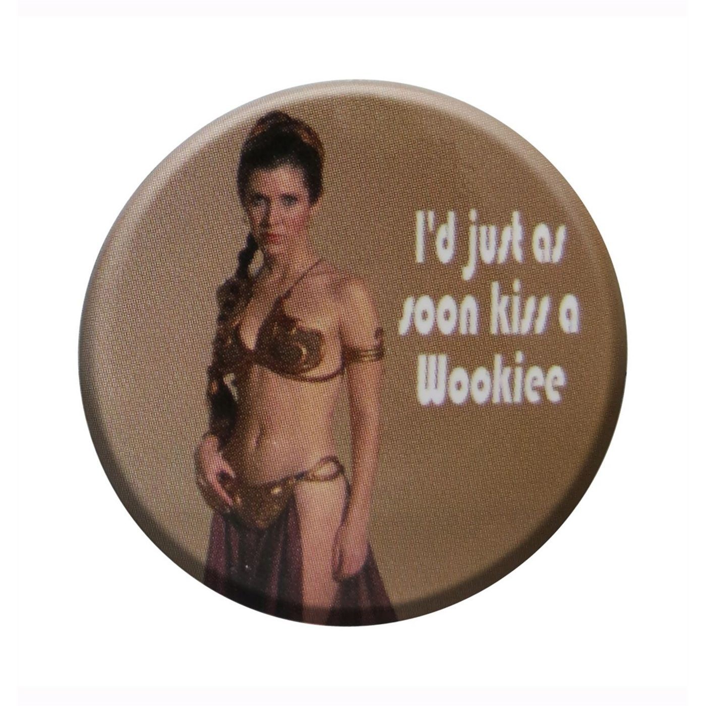 Star Wars Slave Leia Kiss A Wookie Button, Beige