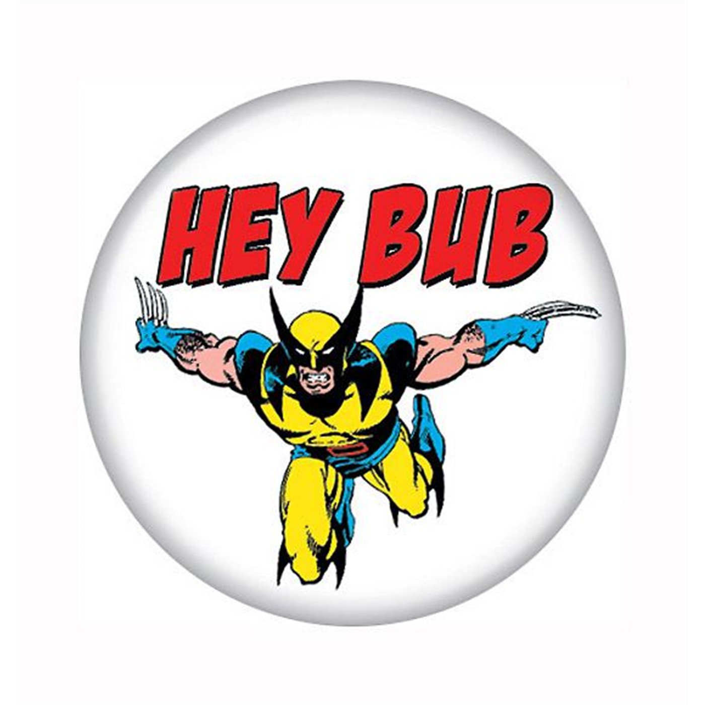 Wolverine Hey Bub Button, White