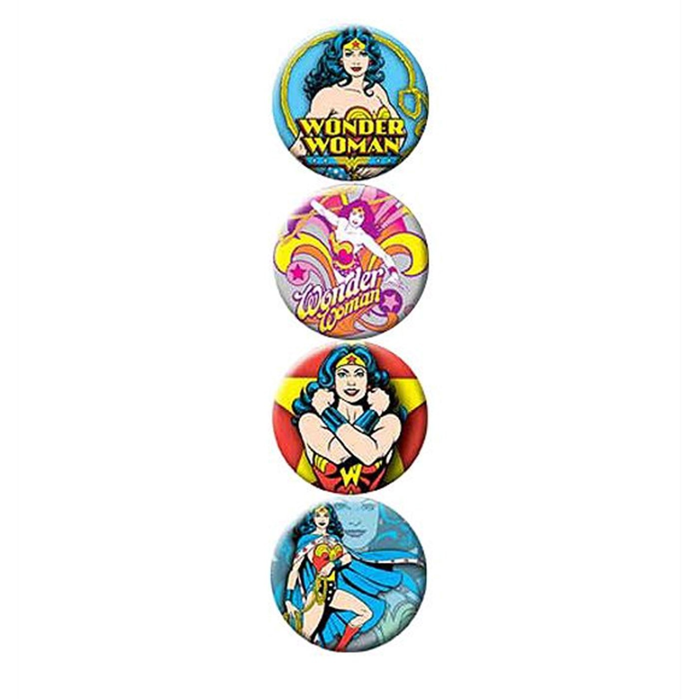 Wonder Woman Flair Button Set of 4, White