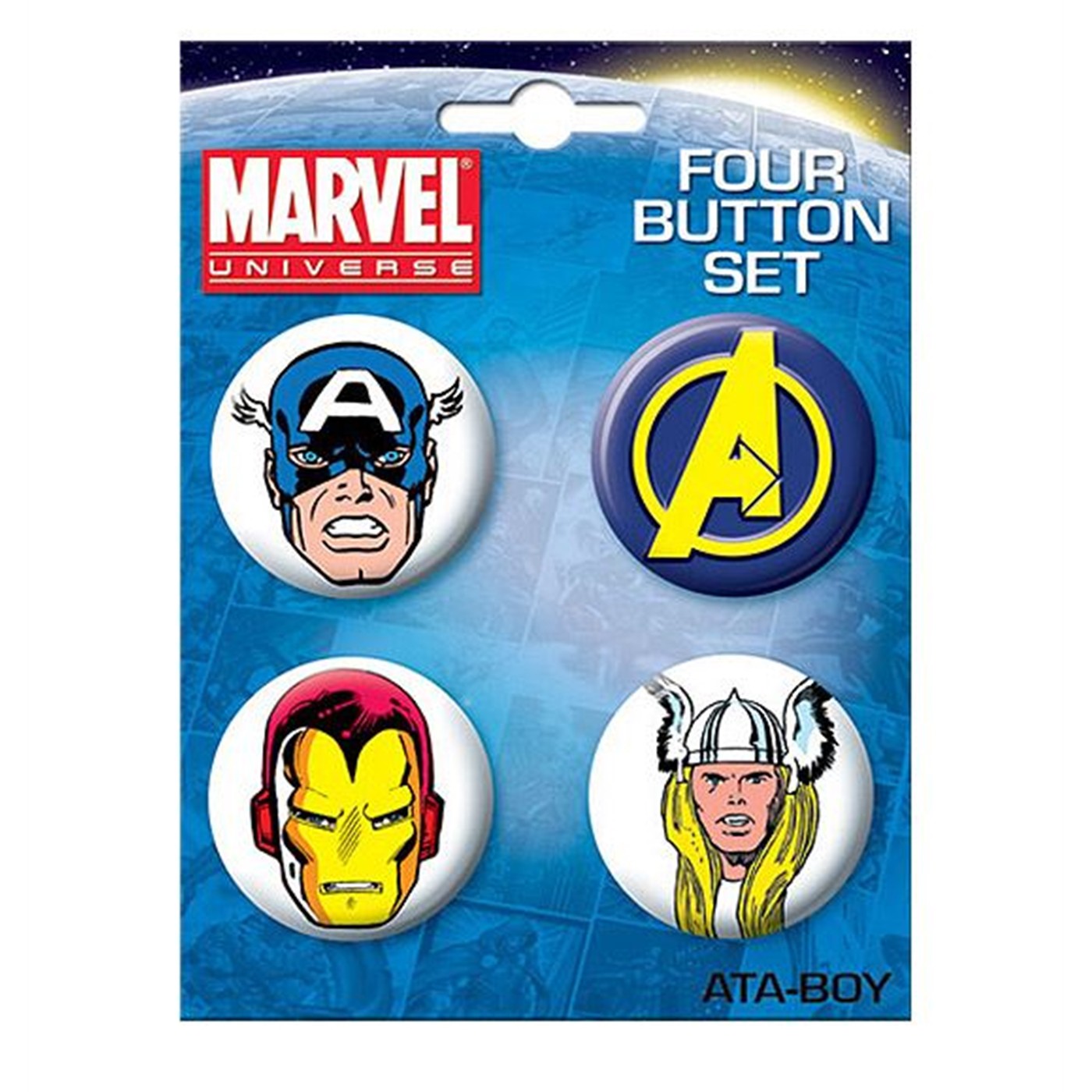 Avengers Four Button Set 1, White