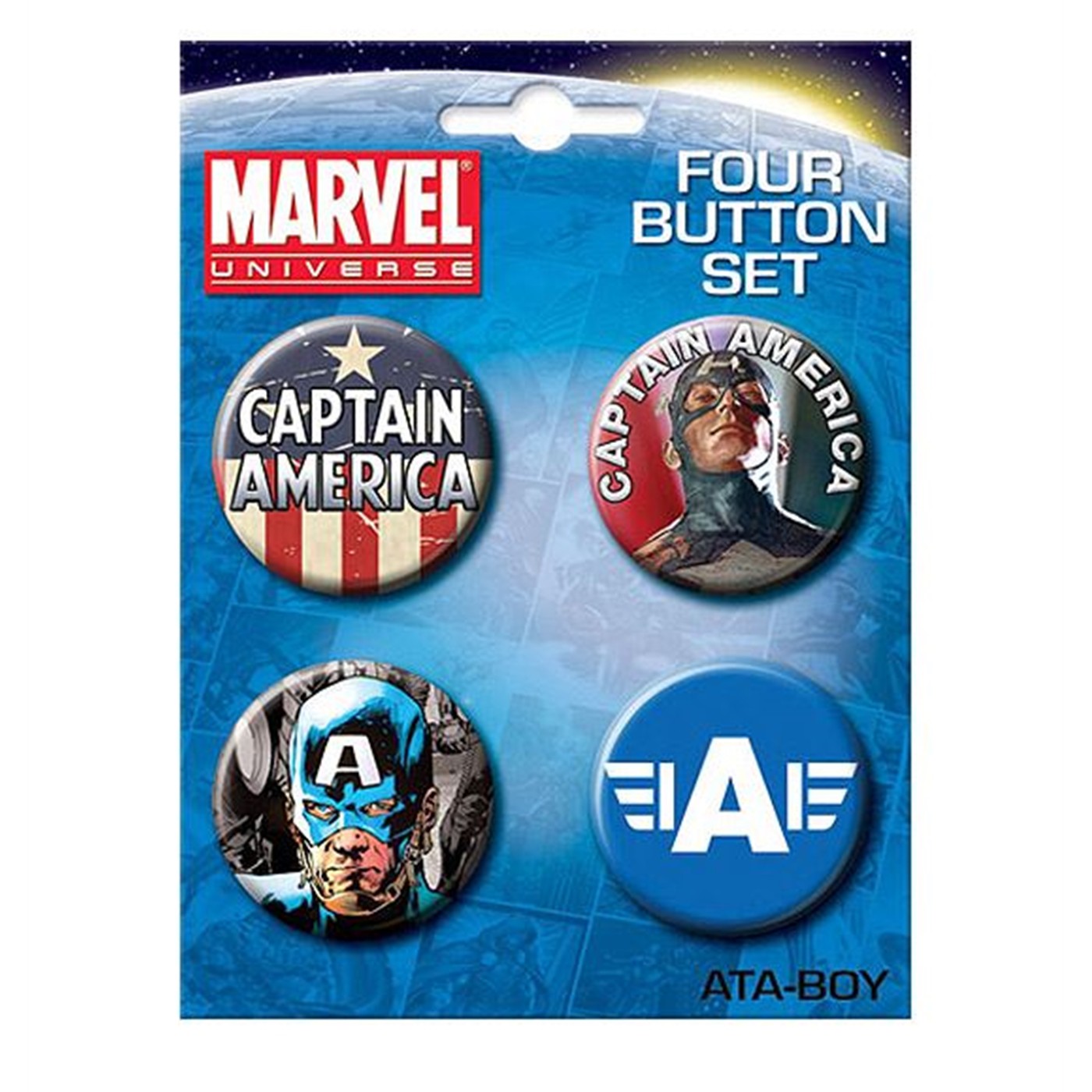 Captain America Four Button Set 1, White