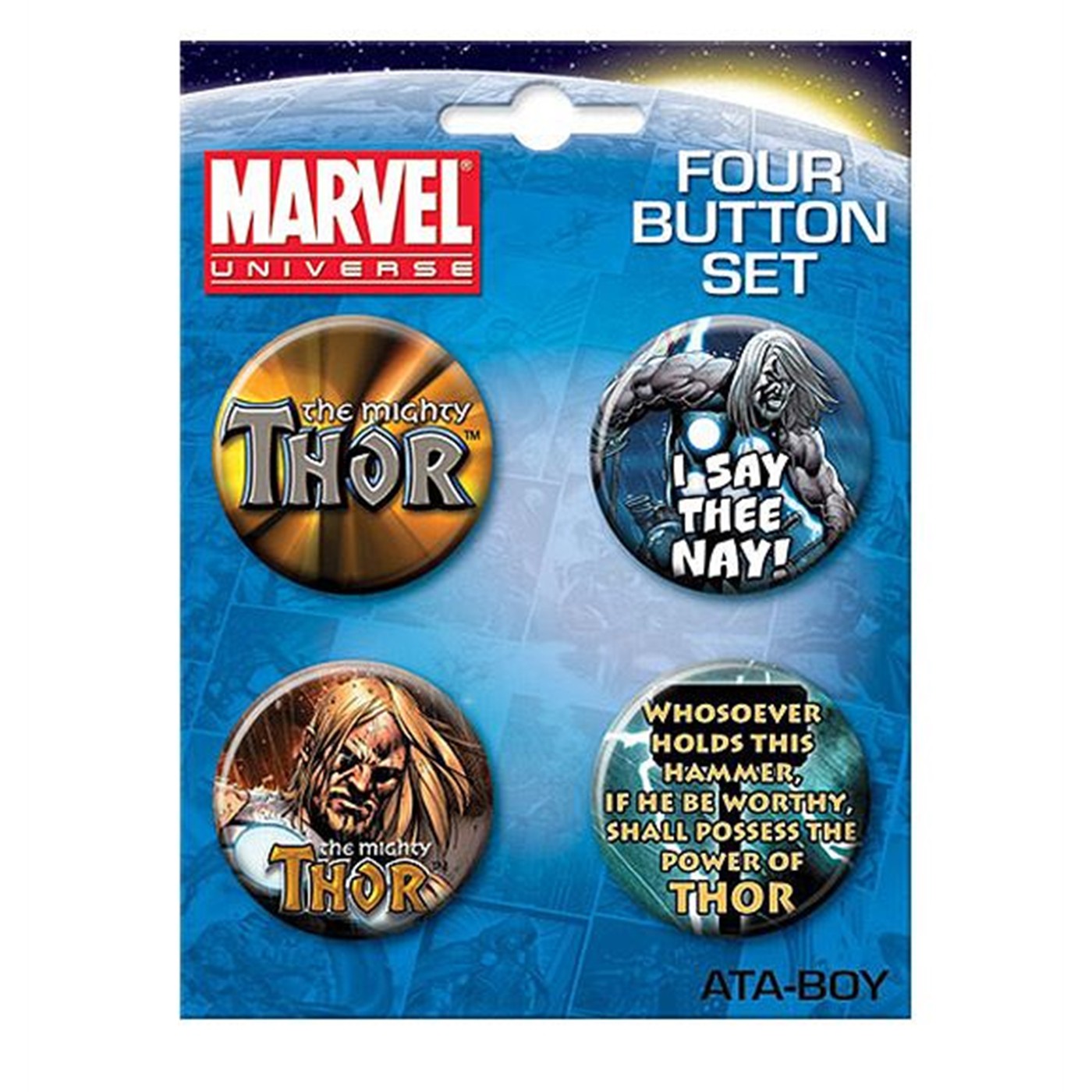 Thor Four Button Set 1, White