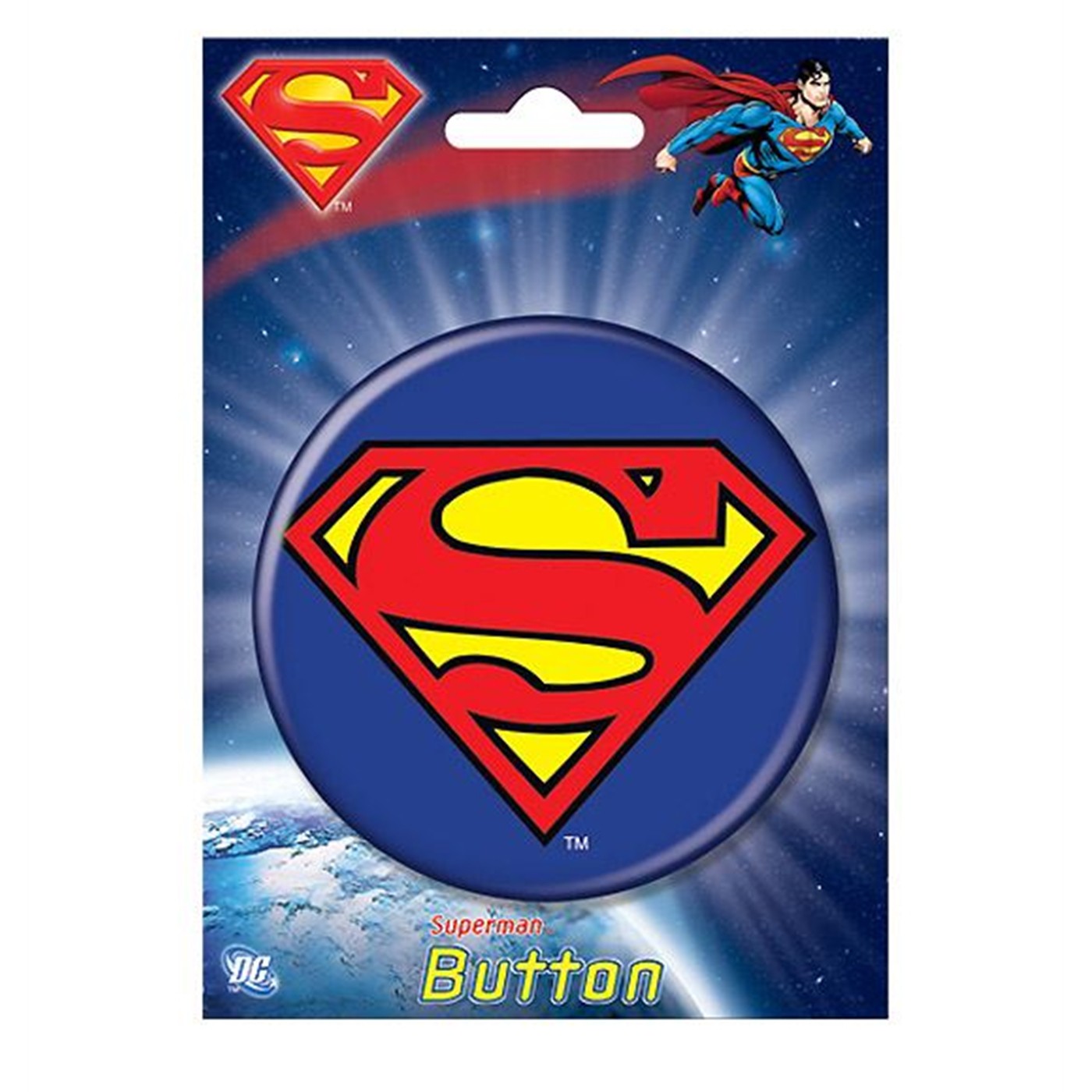 Superman Symbol Massive 3' Button, White