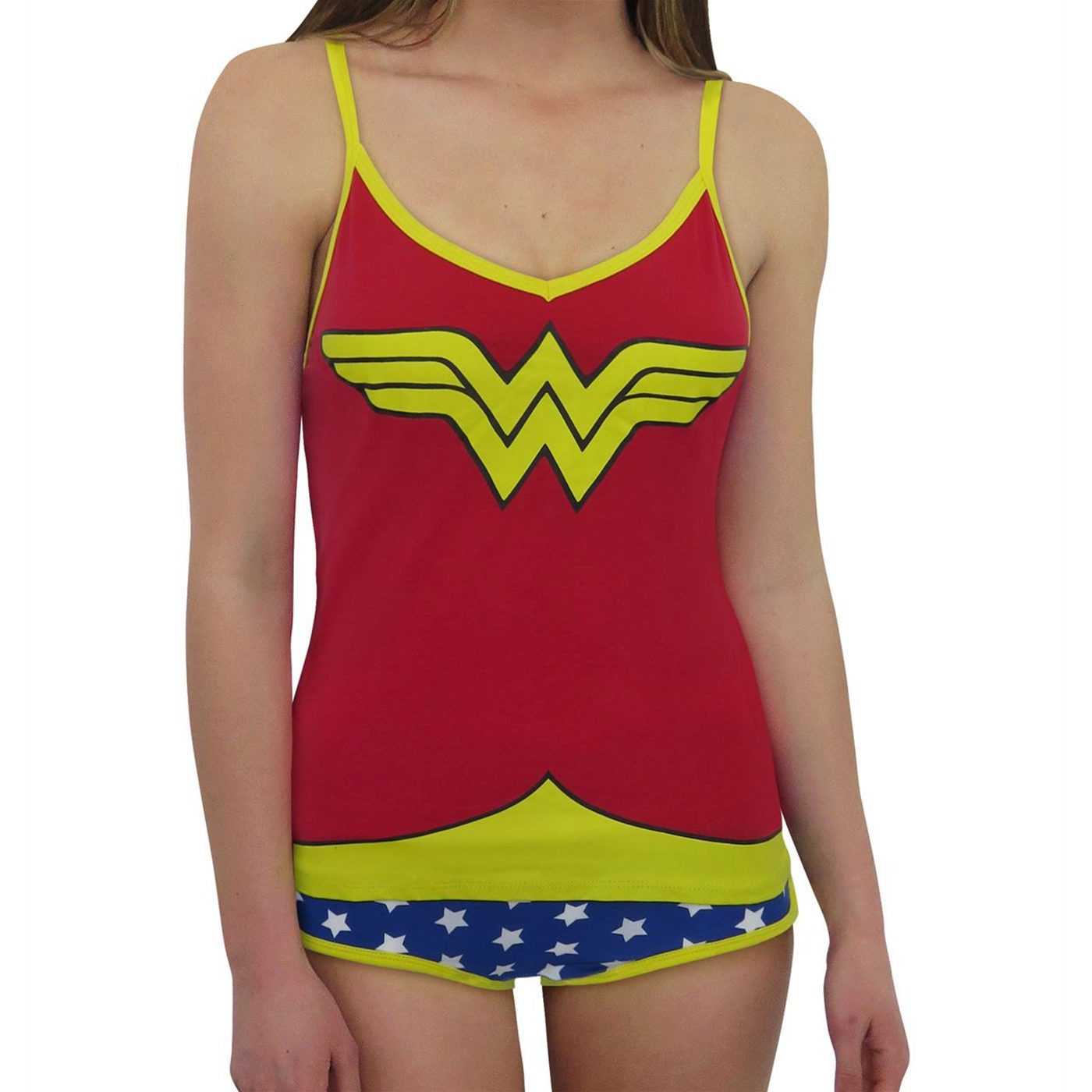Wonder Woman Cami & Panty Lingerie Set, Red