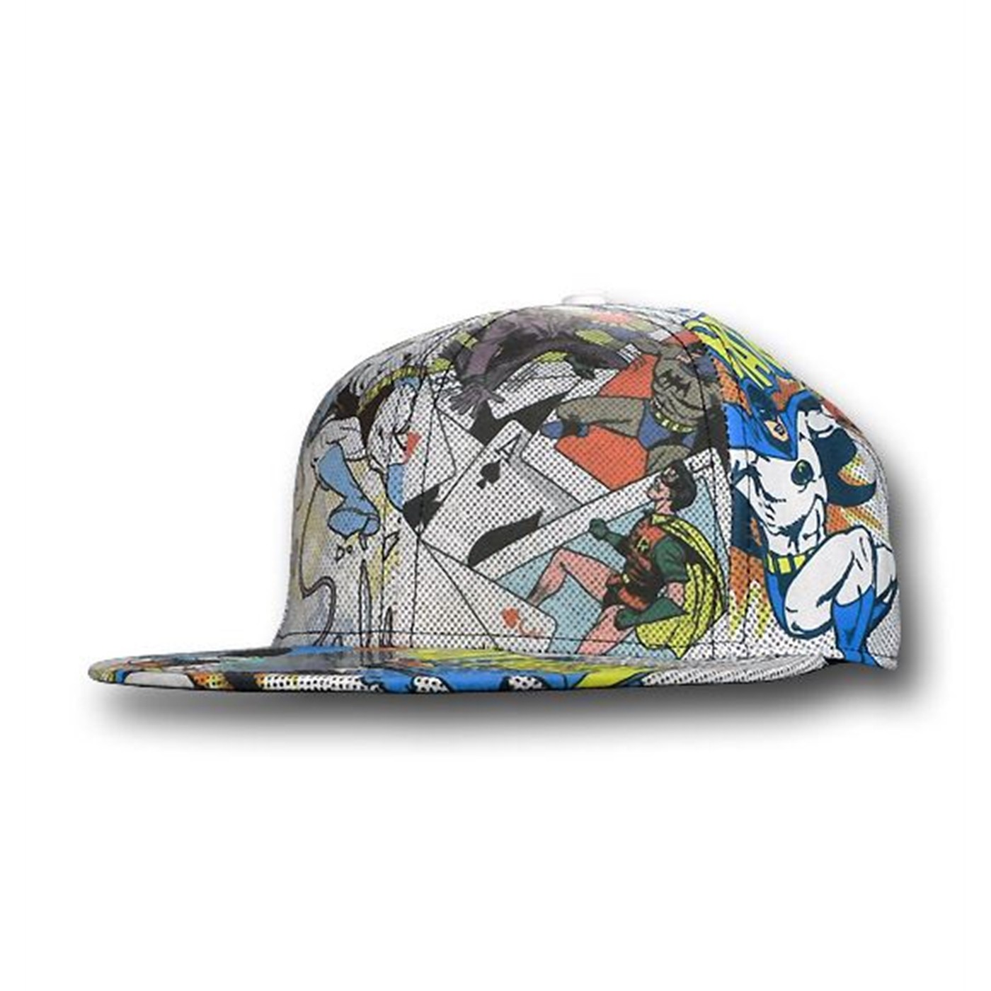 Batman Comic Strip Flat Bill Cap, White