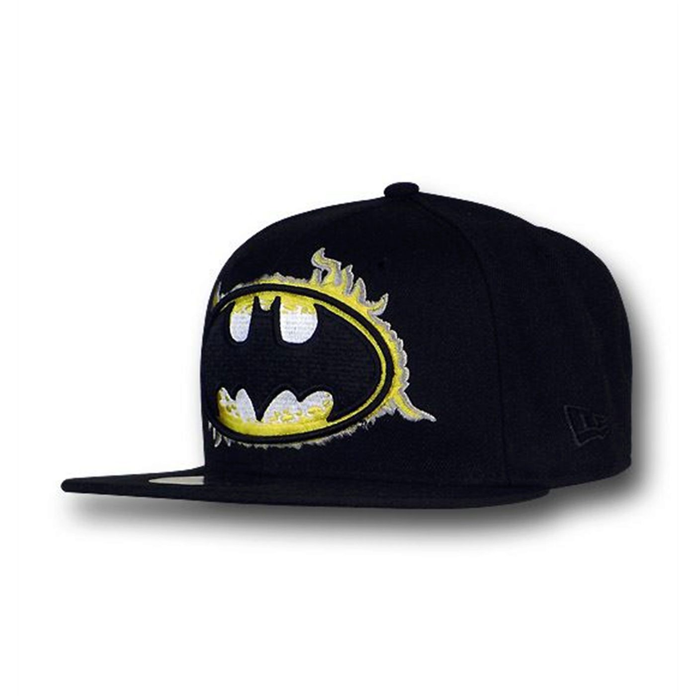 Batman Enflamed Symbol 59Fifty Flat Billed Hat, Black