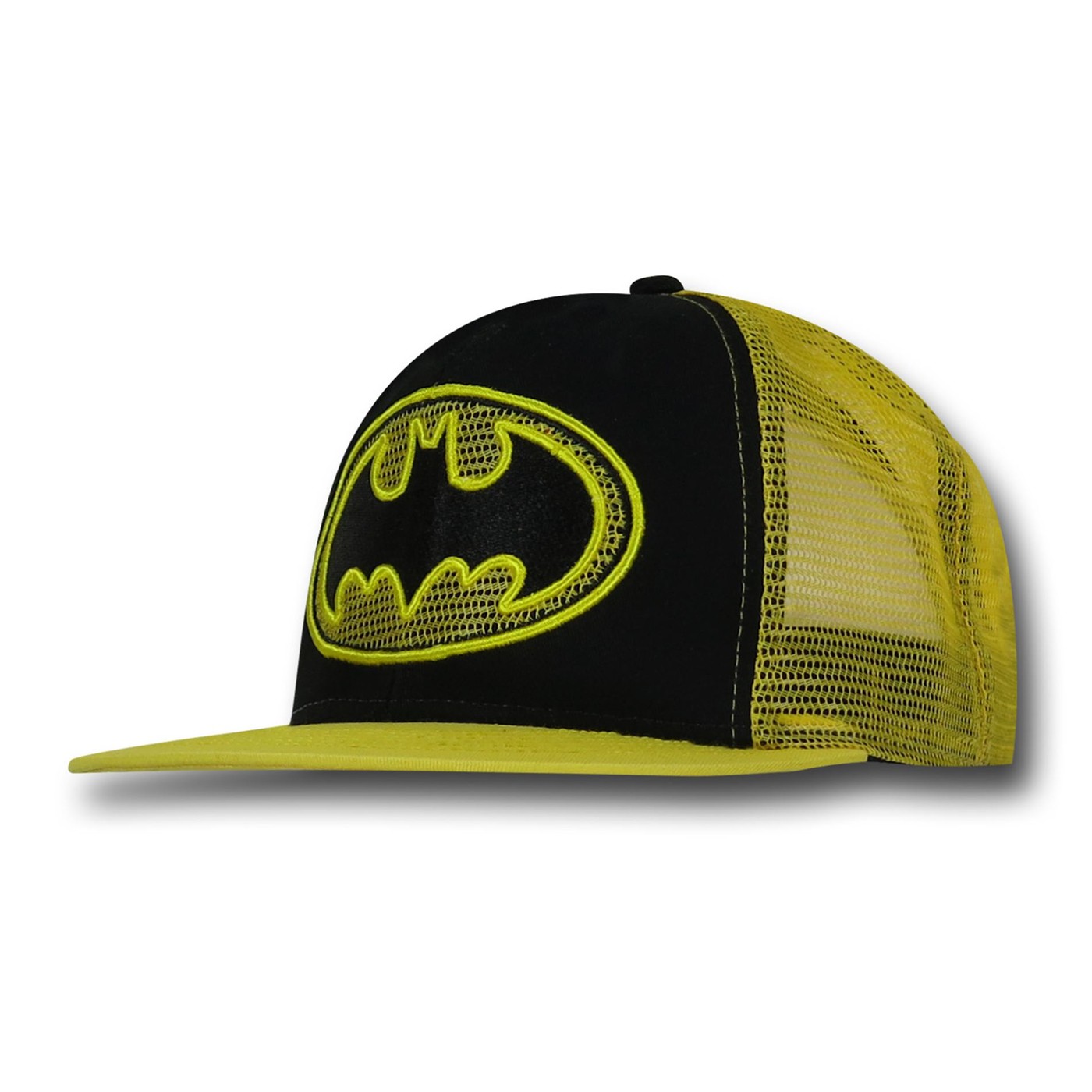Batman Mesh Back Logo Bill Snapback Hat, Yellow