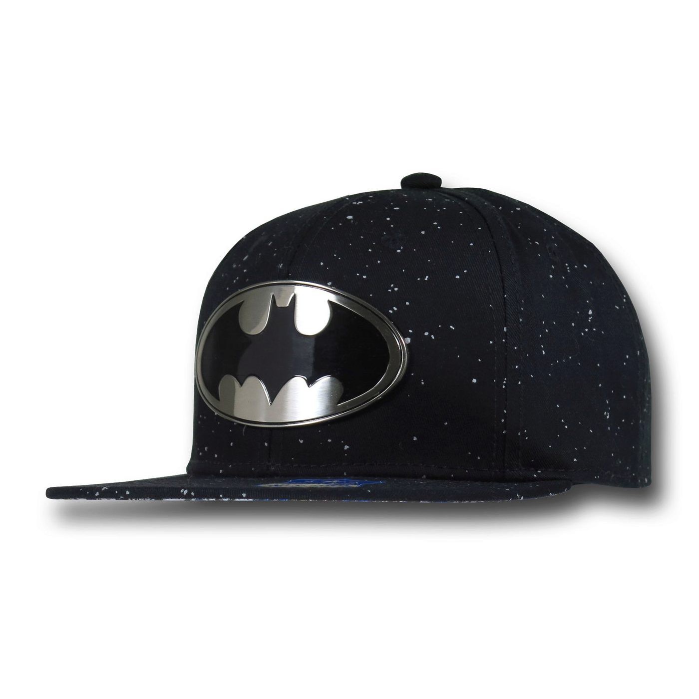 Batman Metal Symbol Speckled Flat Billed Hat, Black