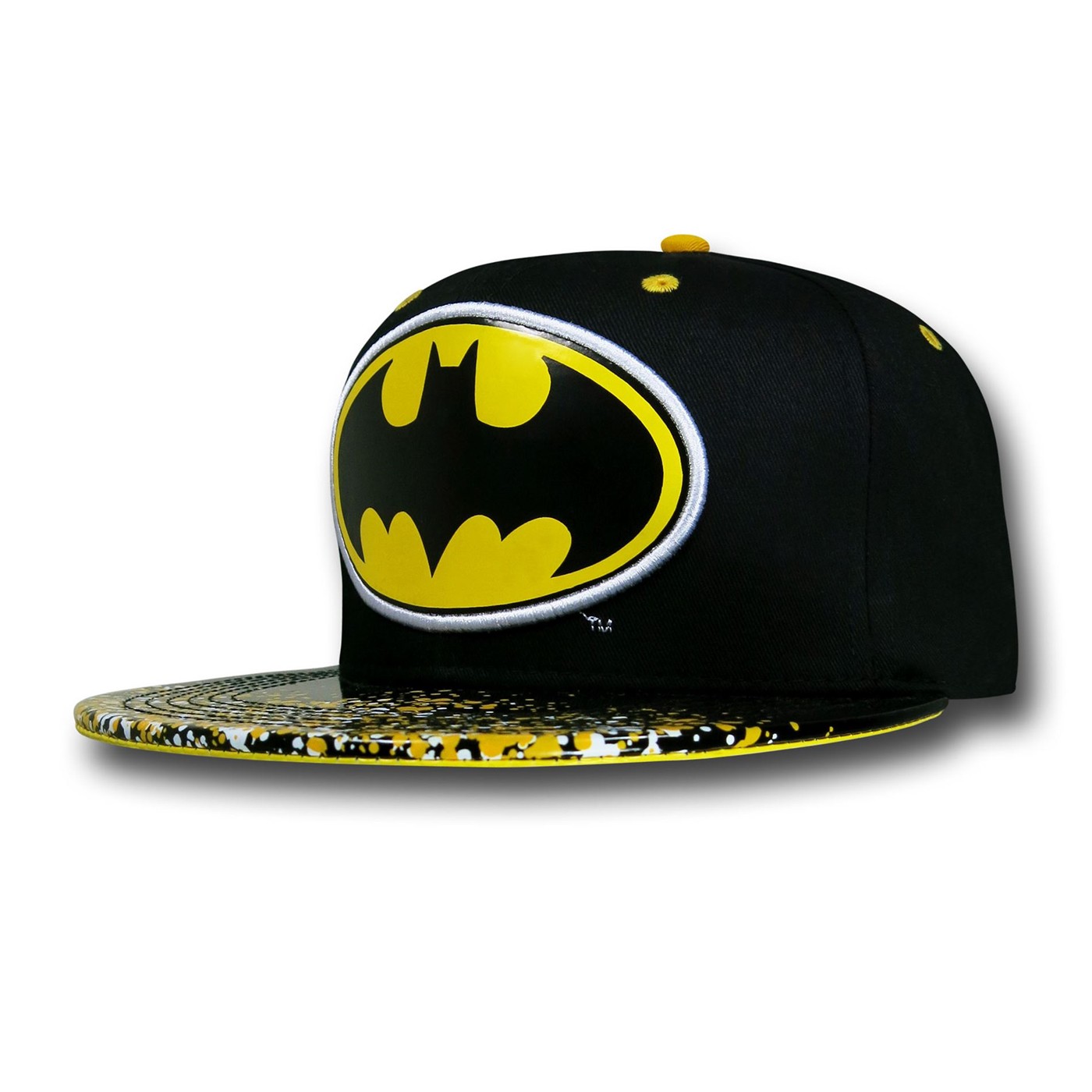 Batman Splatter Print Snapback Hat, Black