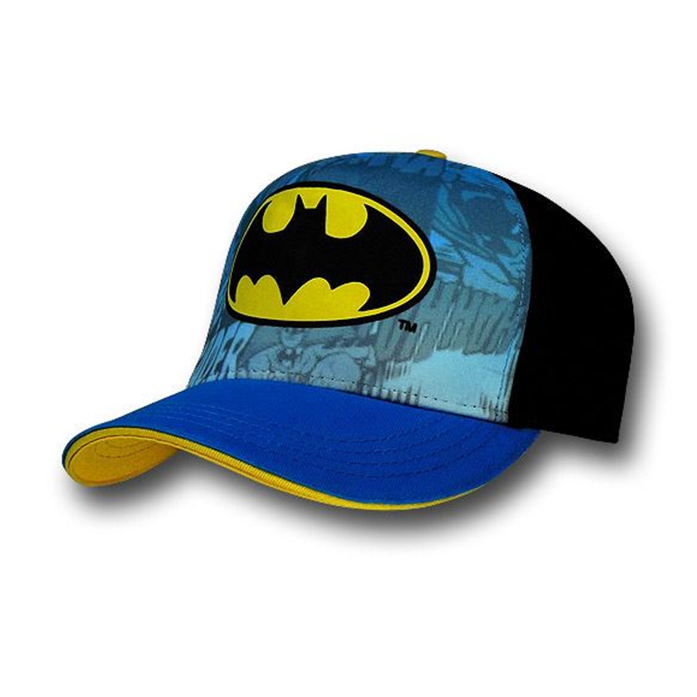 Batman Symbol and Blue Print Kids Adjustable Hat, Blue