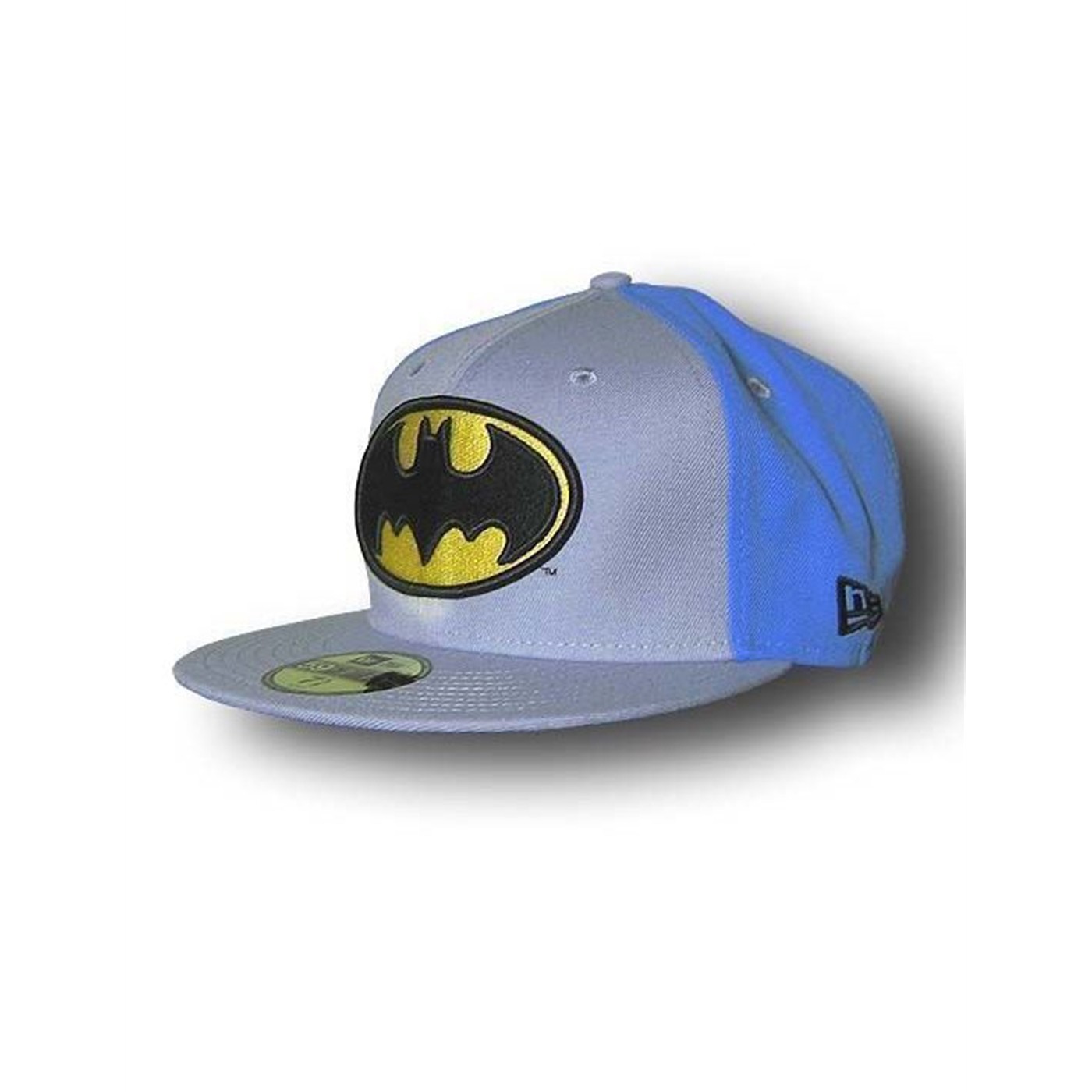 Batman 59Fifty Symbol Gray Blue Flat Bill Hat, Black