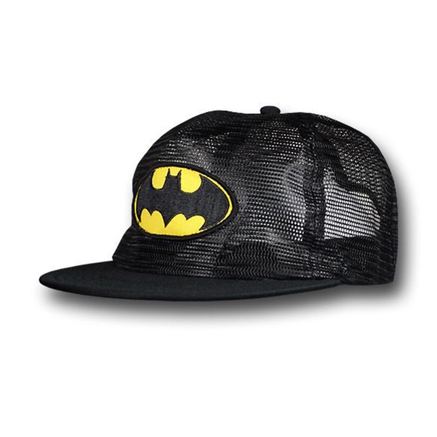 Batman Black Mesh Flat Bill Trucker Hat, Black