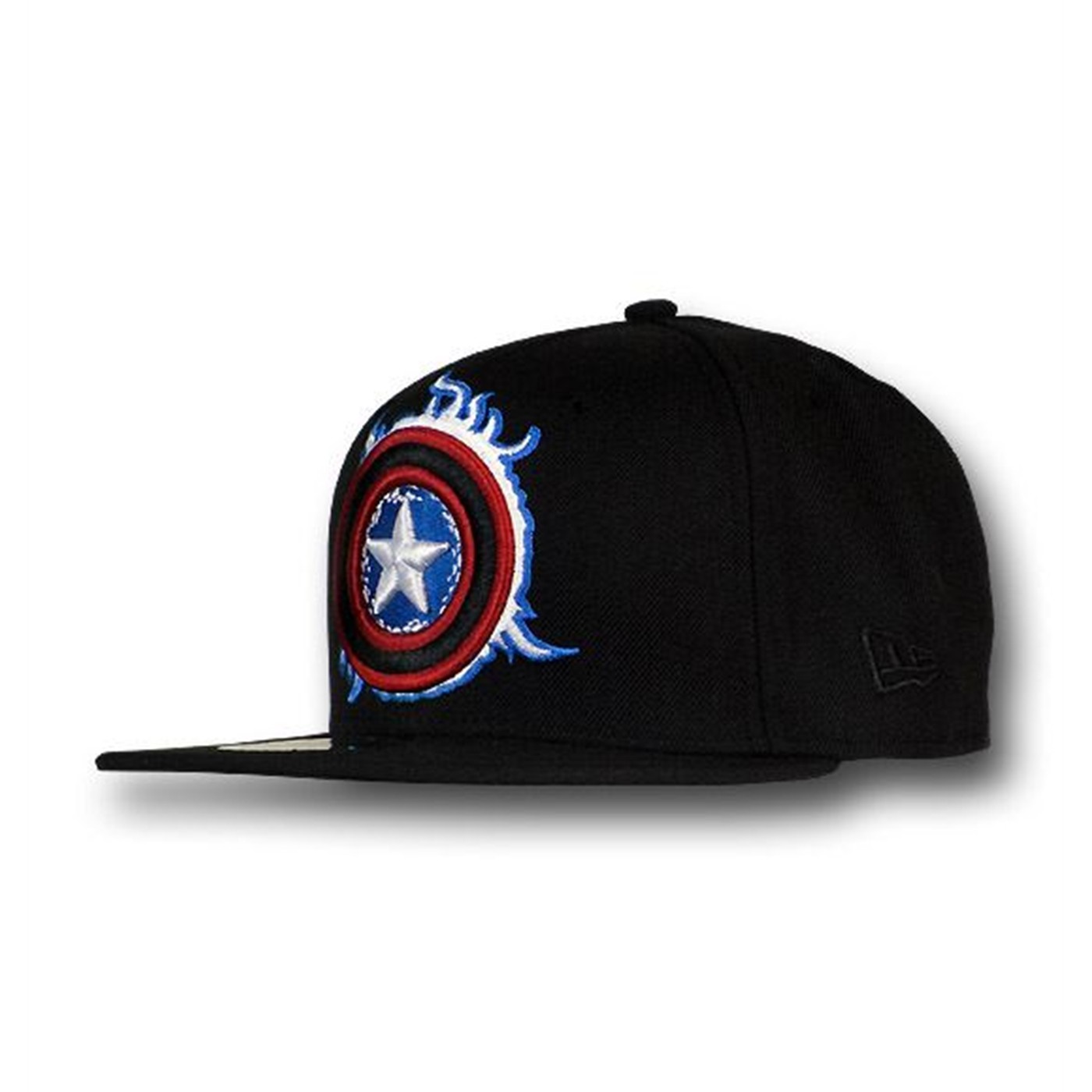 Captain America Enflamed Symbol Black 59Fifty Flat Billed Cap