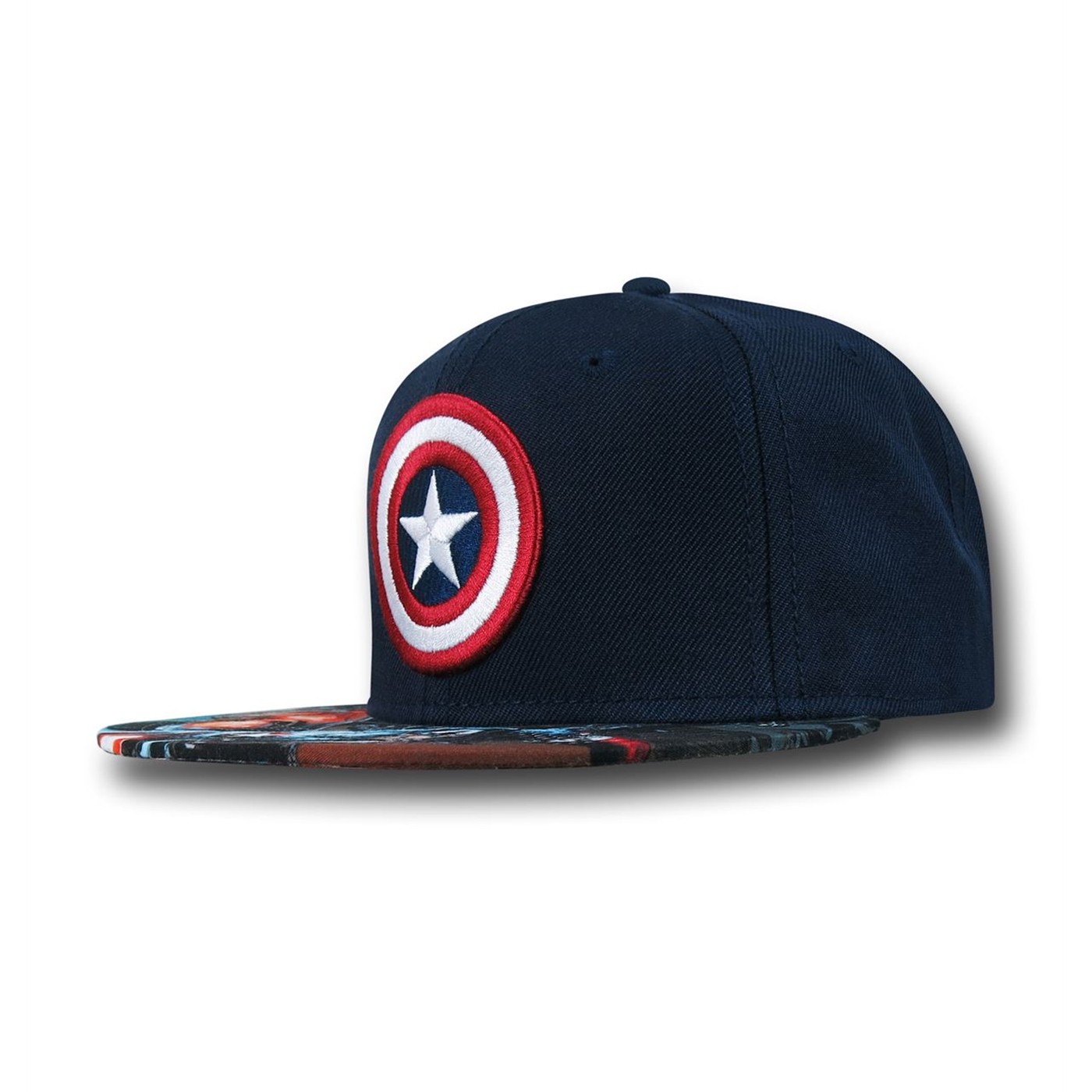 Captain America Sublimated Bill Snapback Hat, Blue