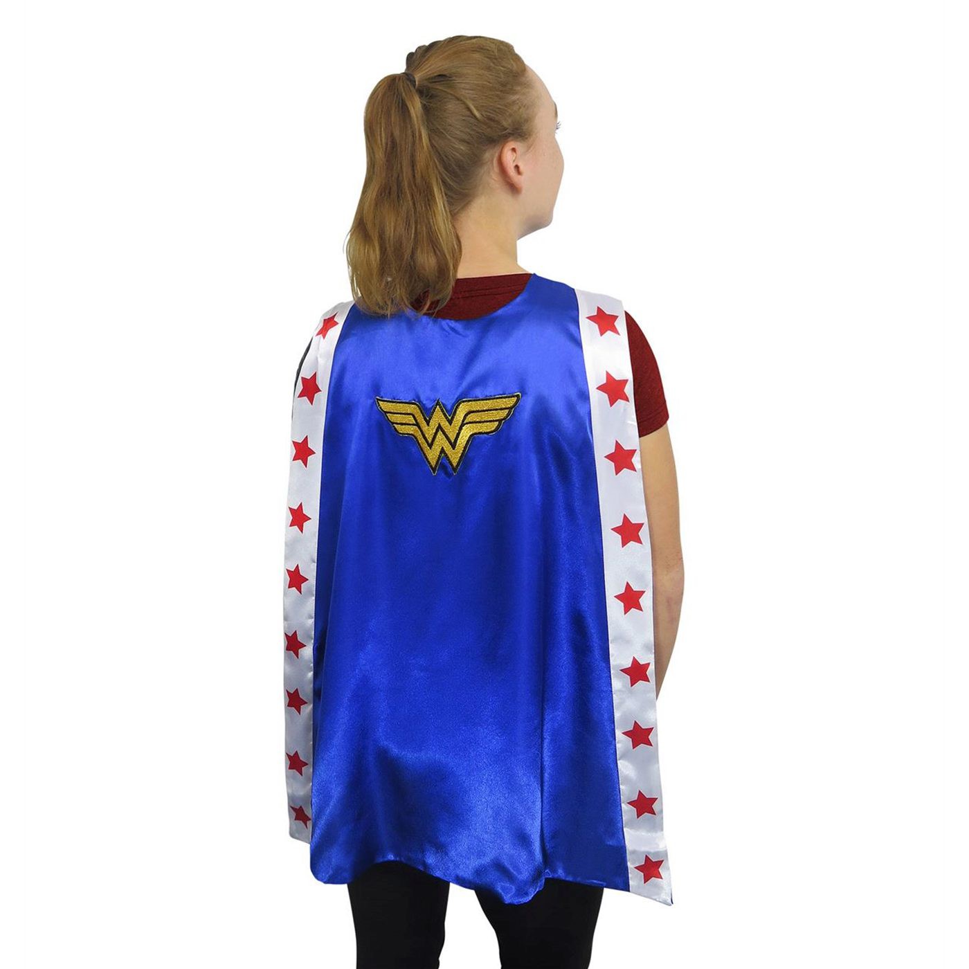 Wonder Woman Stars Satin Costume Cape, Blue