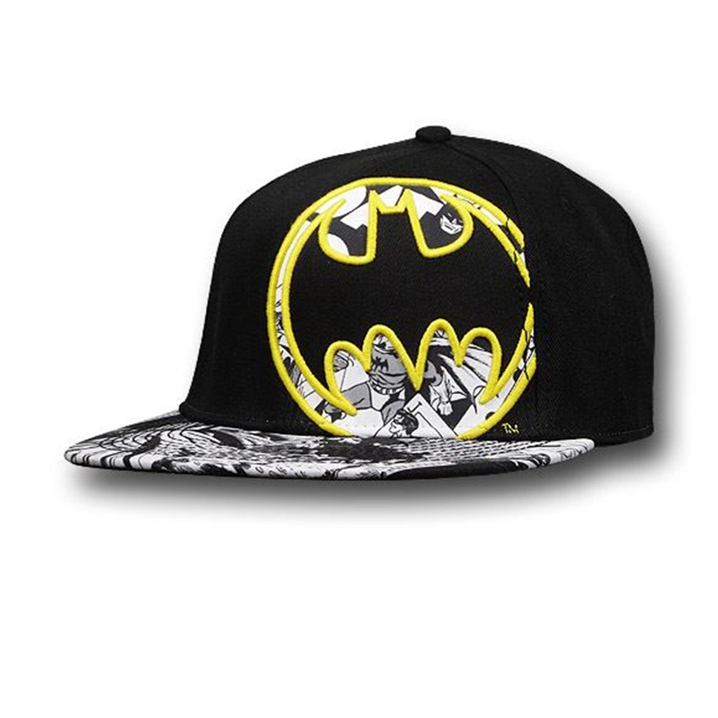 Batman Embroidered Side Signal Flat Bill Hat, Black