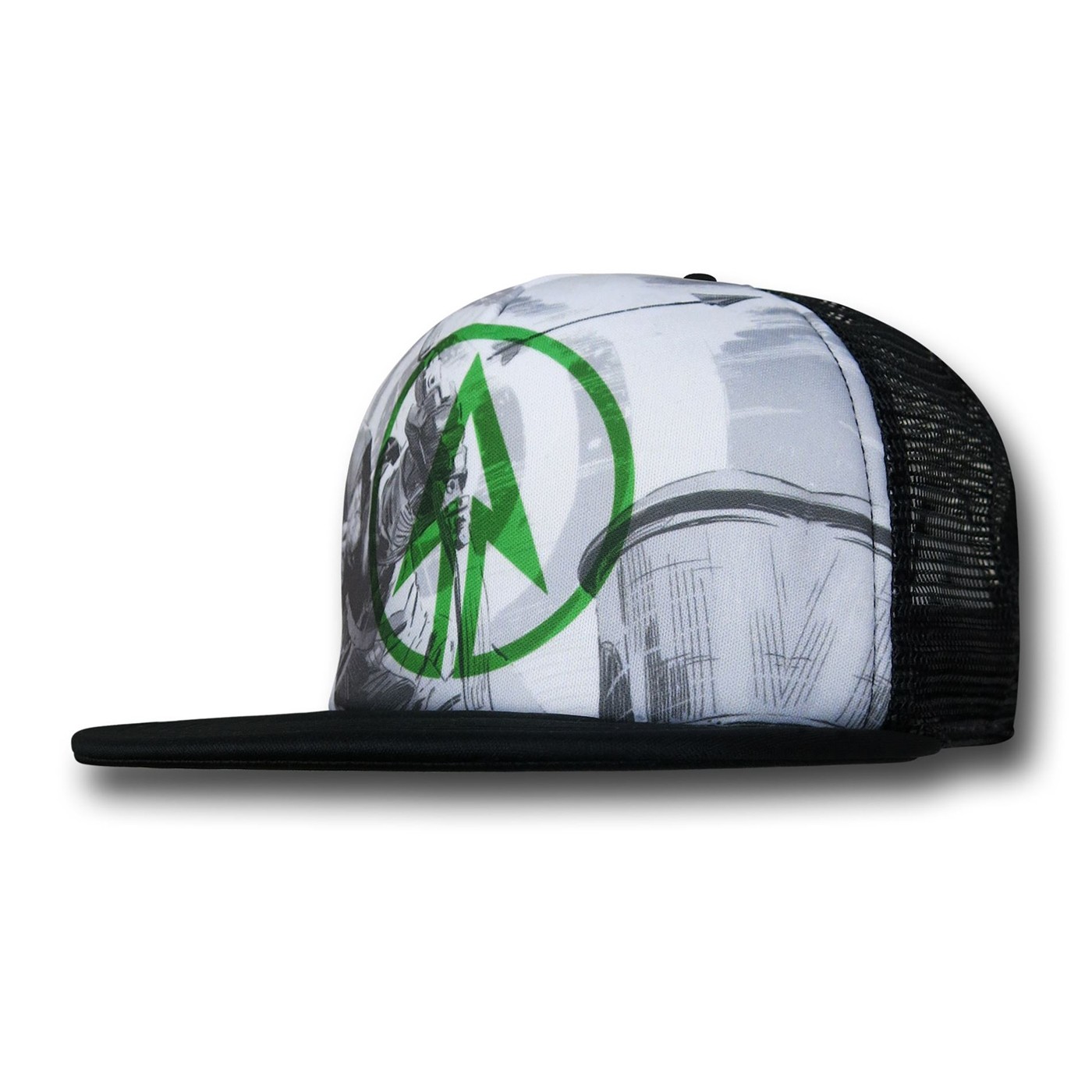 Green Arrow Symbol Trucker Hat, Black