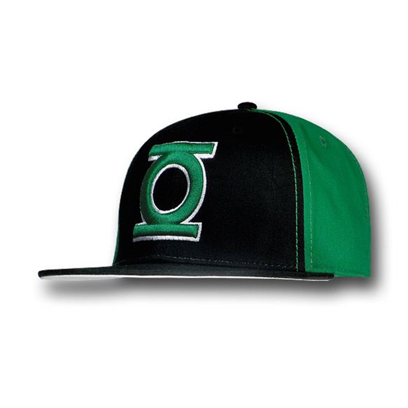 Green Lantern 3D Symbol Black and Green Flat Bill Cap, Green