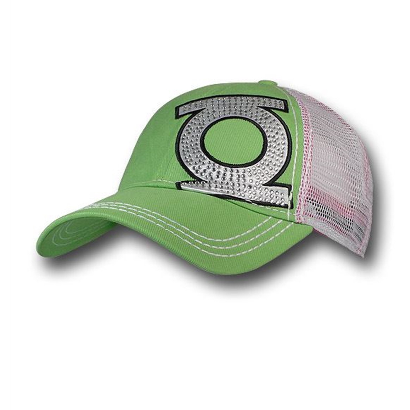 Green Lantern Skewed Rhinestone Symbol Baseball Cap, Green