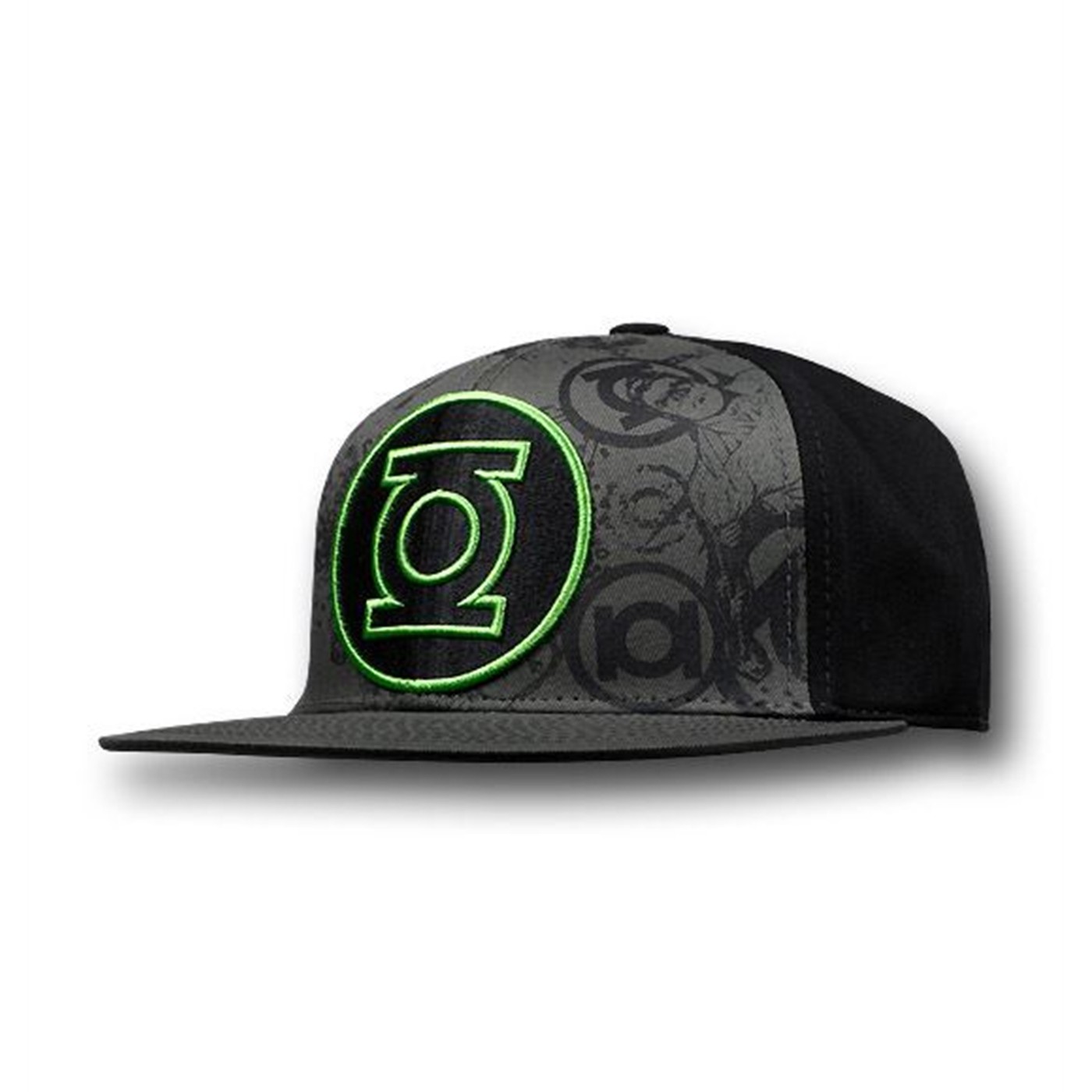 Green Lantern Green Symbol Outline Flat Bill Cap, Black