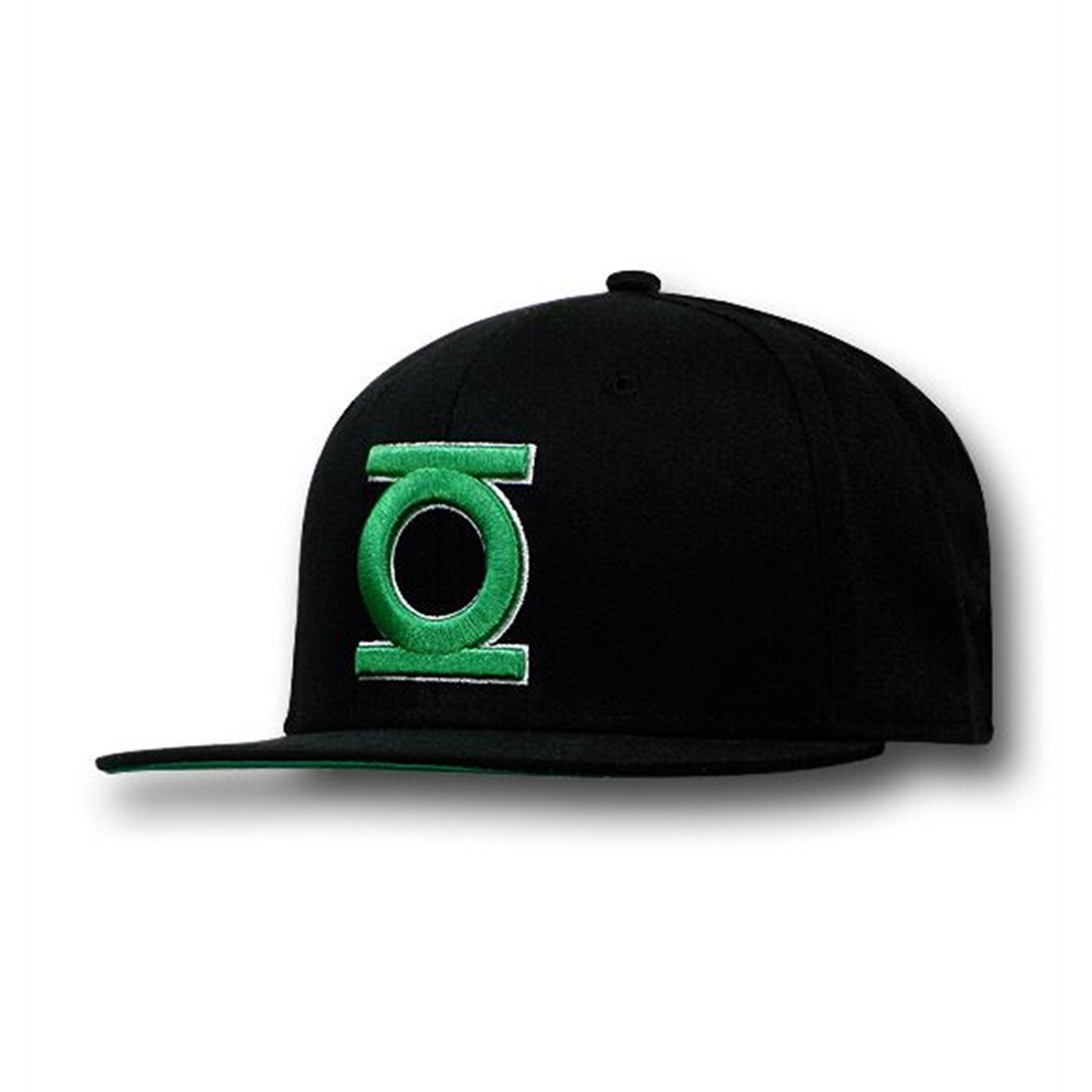 Green Lantern Flat Bill Black Snap Back Baseball Cap, Black