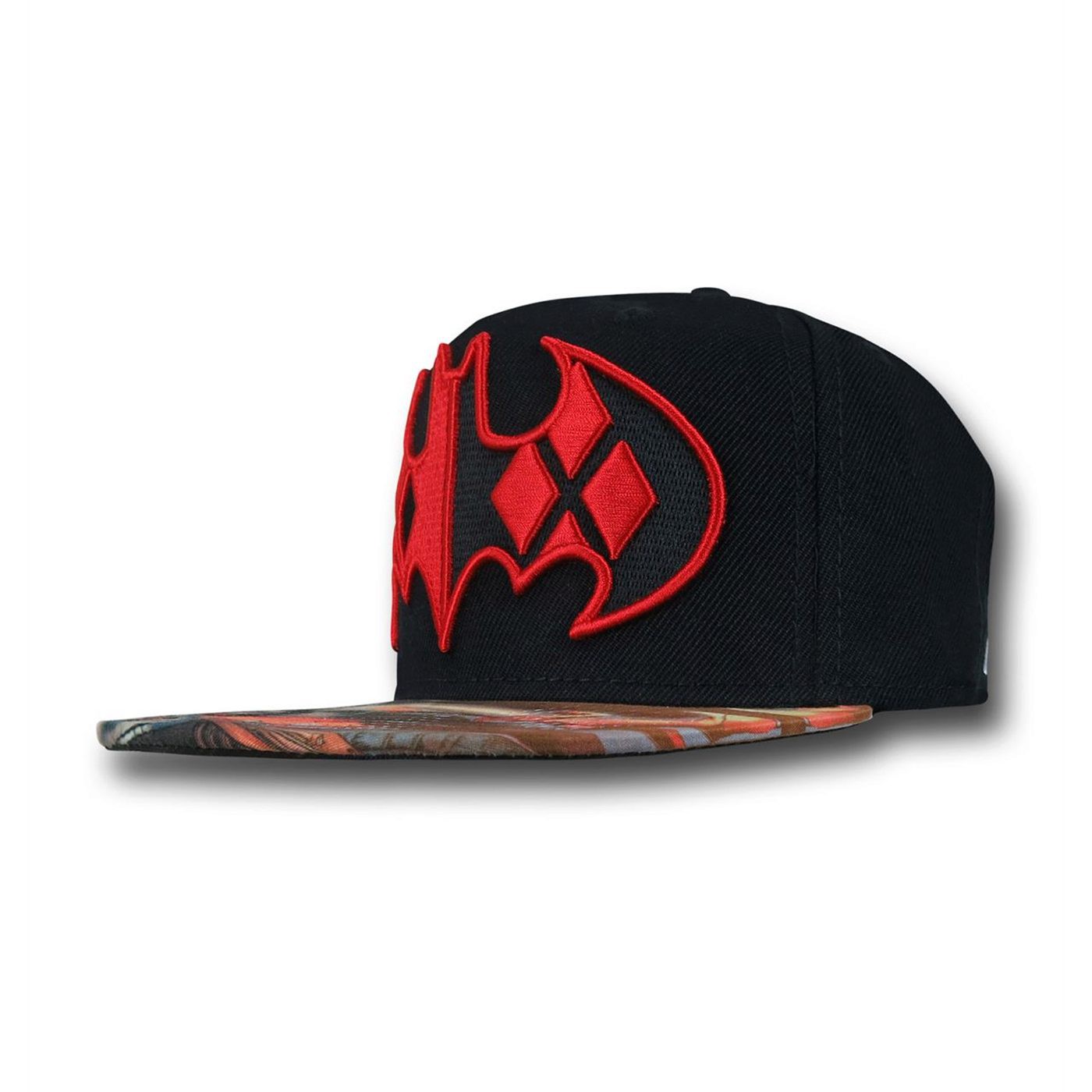 Harley Quinn Sublimated Bill Snapback Hat, Black