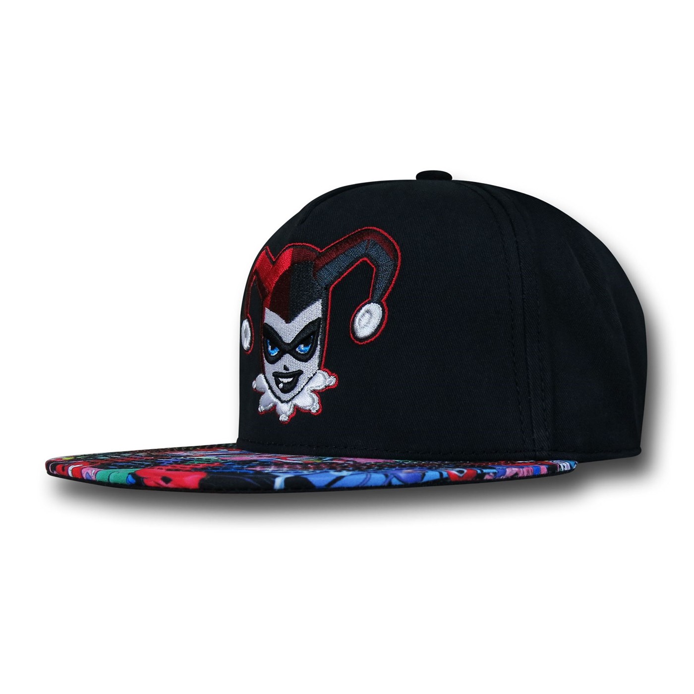 Harley Quinn Sublimated Brim Snapback Cap, Black