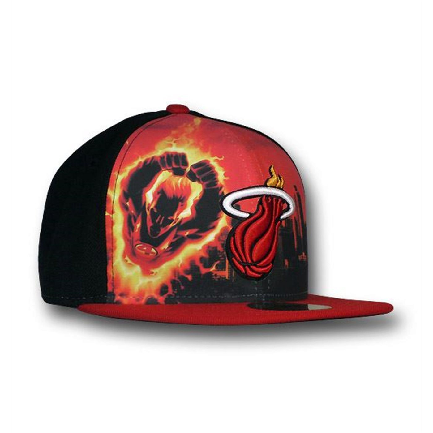 Human Torch Miami Heat 59Fifty Flat Billed Cap