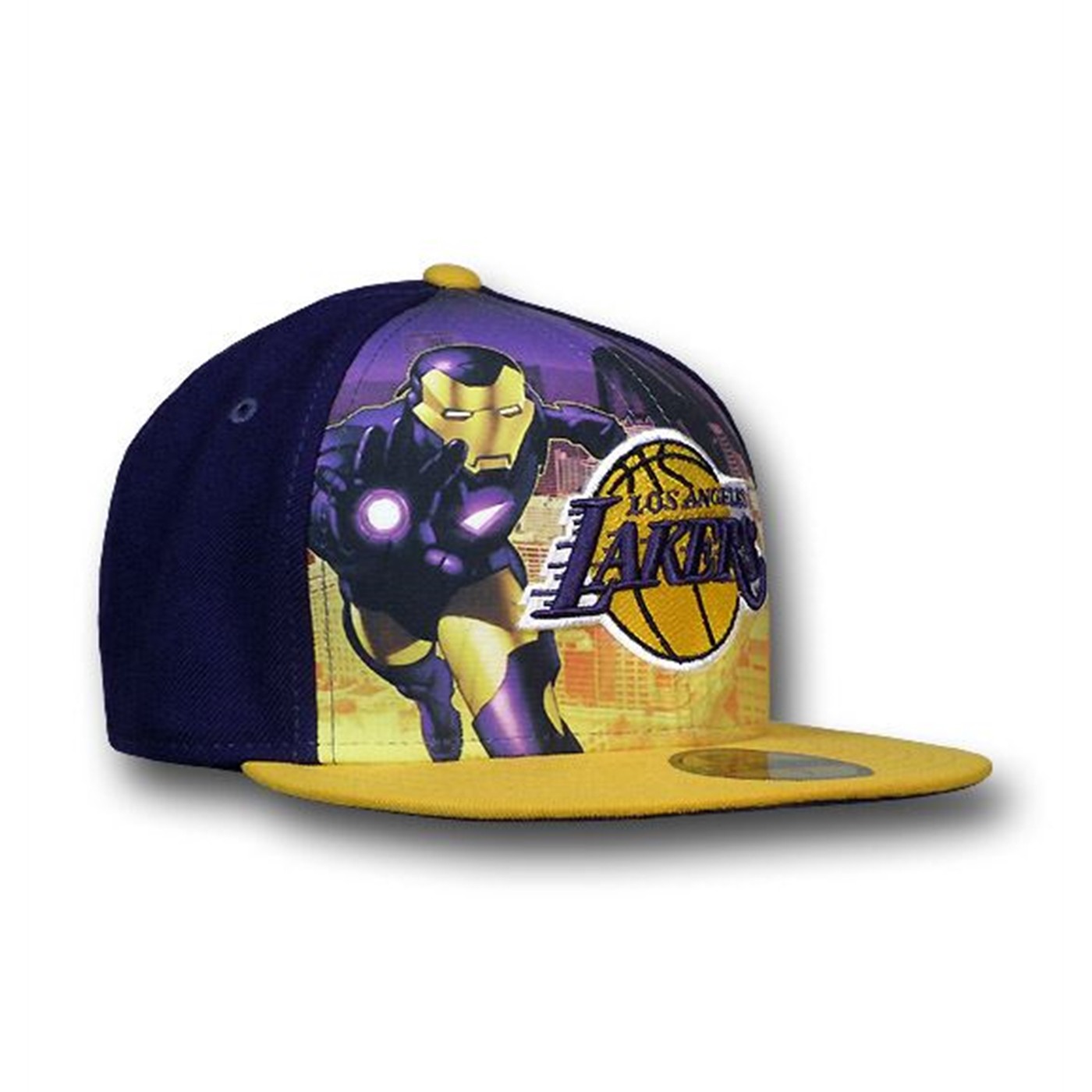 Iron Man Lakers 59Fifty Flat Billed Cap, Blue