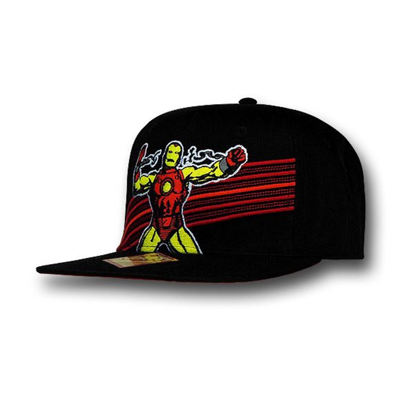 Iron Man Breaking Chains Striped Snapback Cap, Black