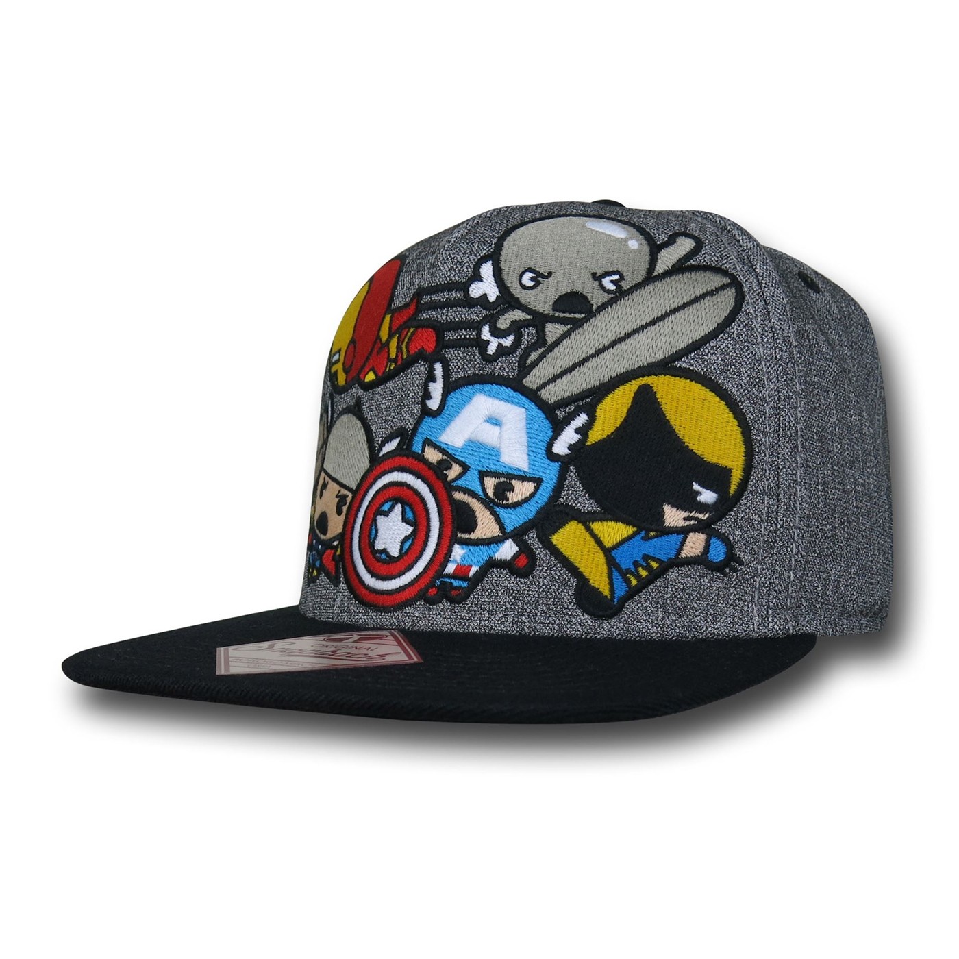 Marvel Kawaii Group Grey Snapback Cap, Grey