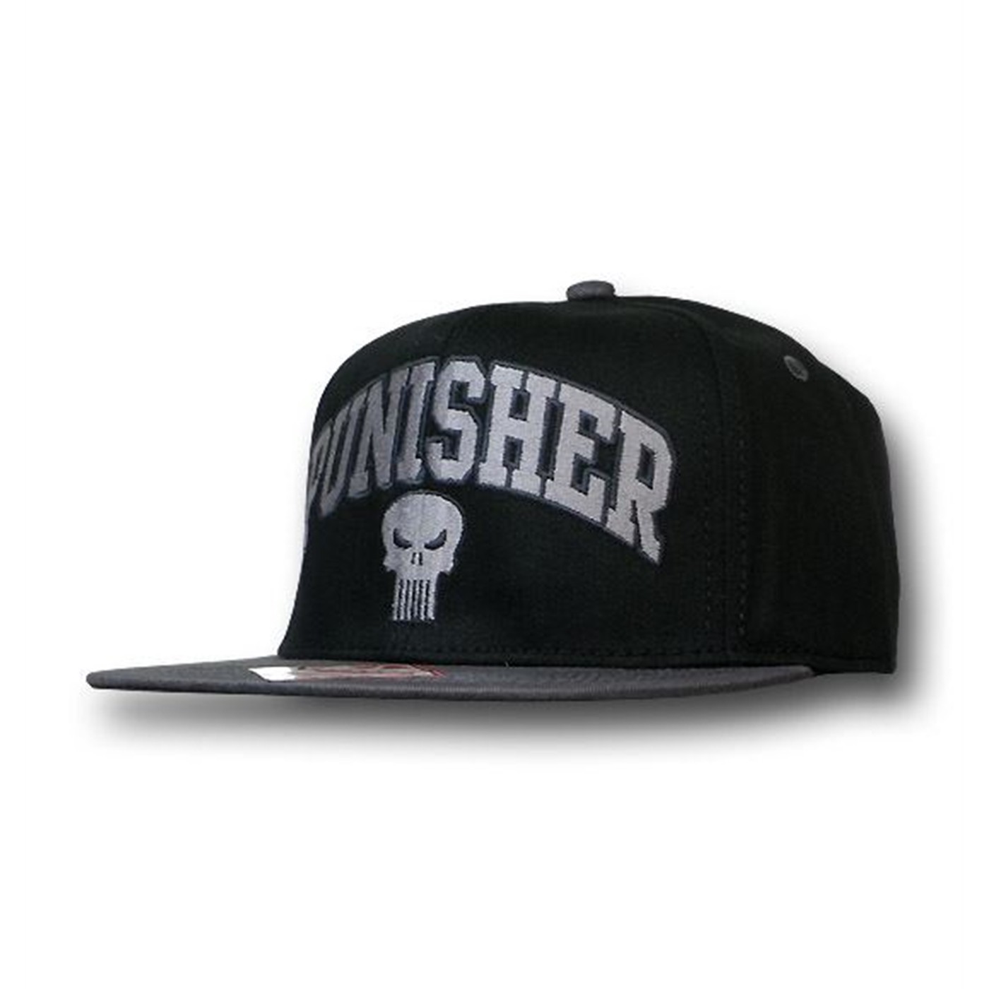 Punisher University Logo Flat Bill Snapback Cap, Black