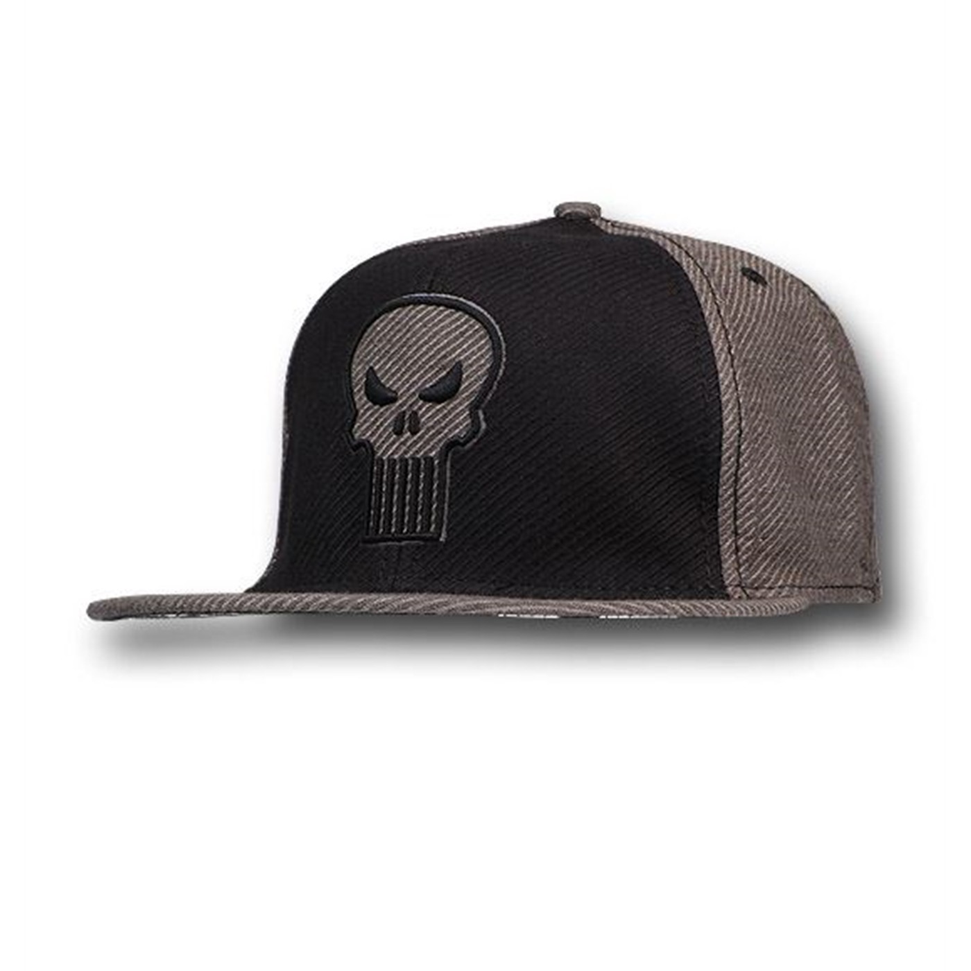 Punisher Corduroy Gray Symbol Flat Bill Flex Cap, Grey