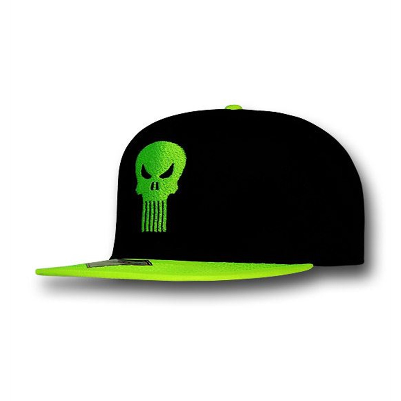 Punisher 2-Tone Neon Skull Black Snapback Cap, Black