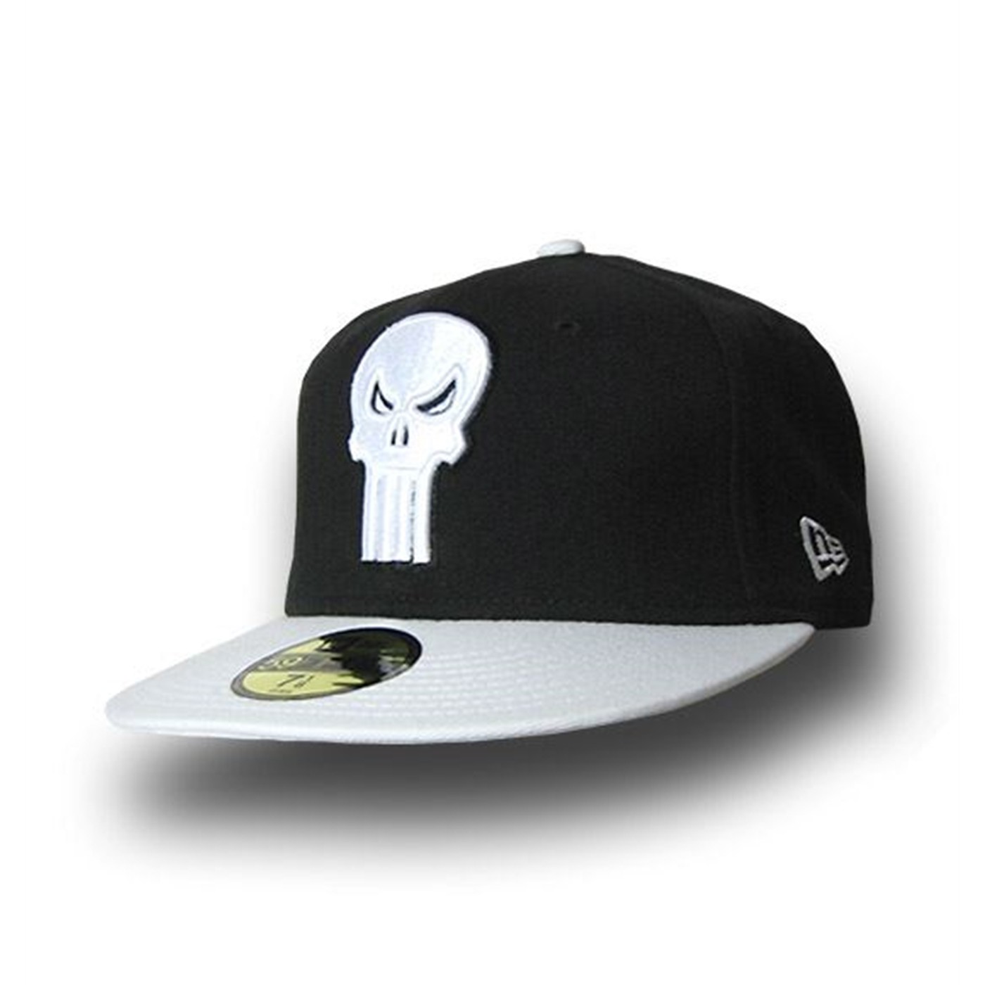 Punisher 59Fifty White Skull and Brim Flat Bill Cap, Black